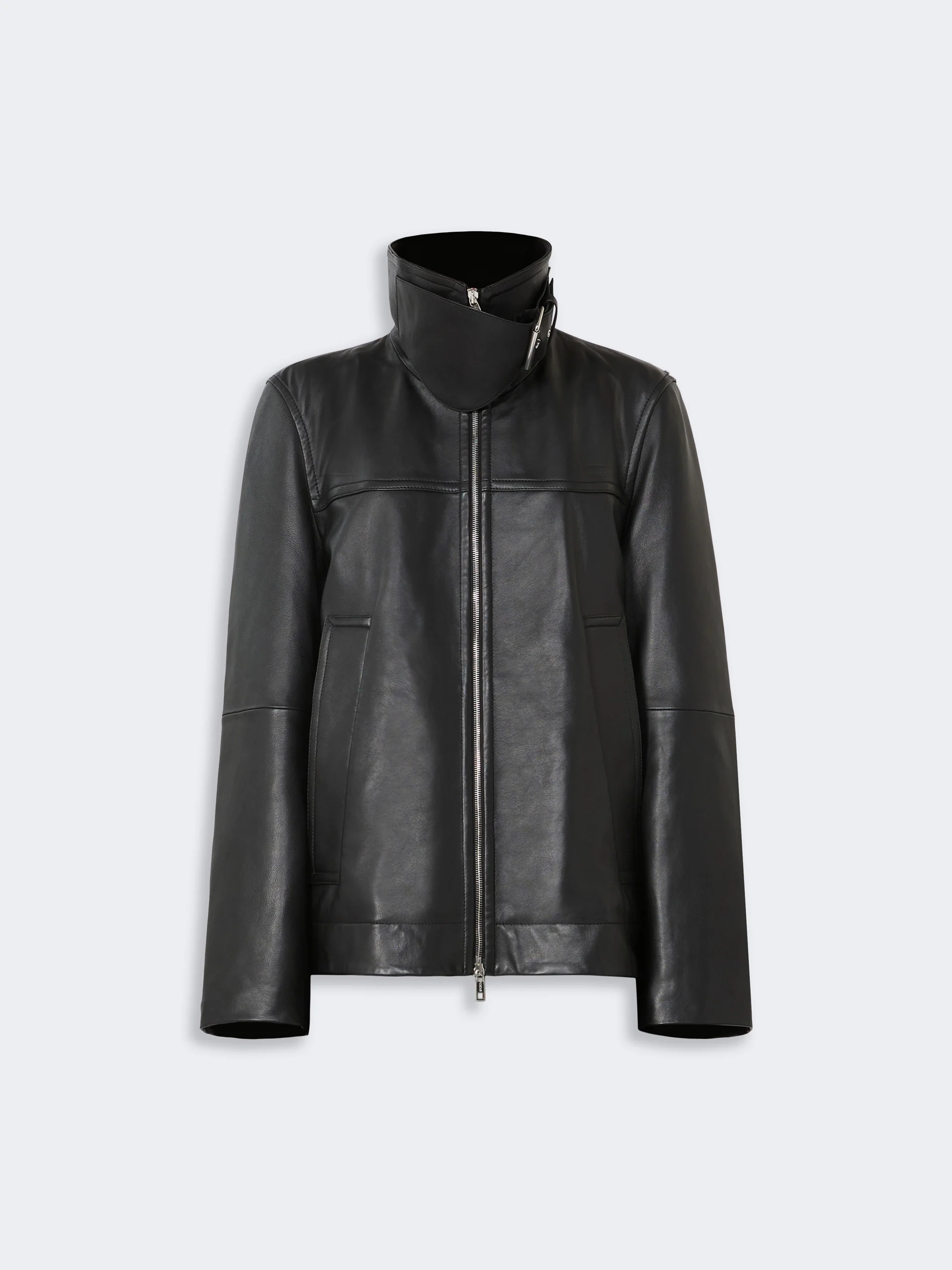 Oversized leather heavy jacket - BLACK - 1