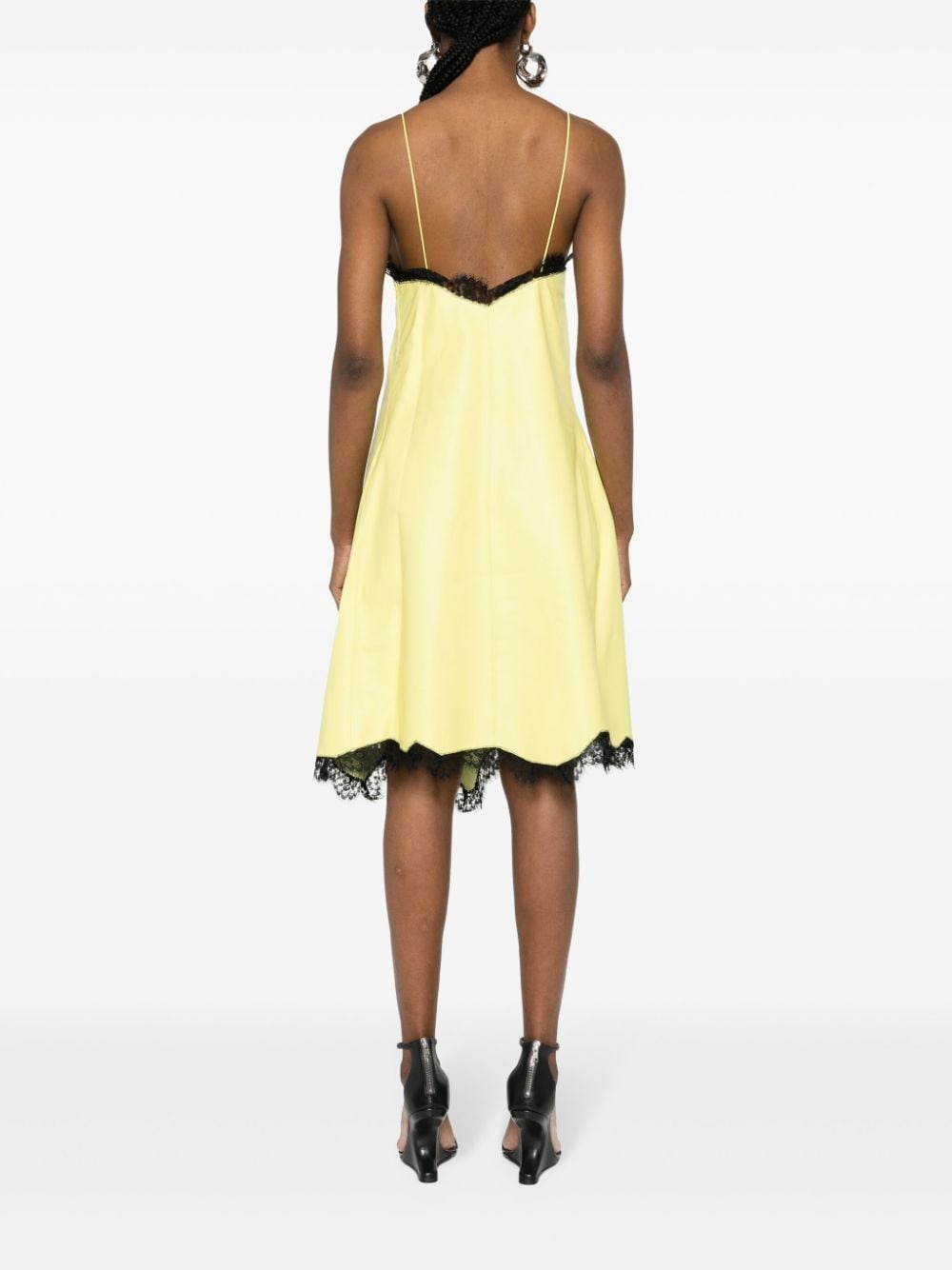 leather lace-detail dress - 4
