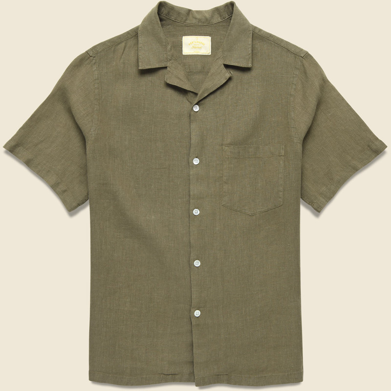 Linen Camp Shirt - Olive 1
