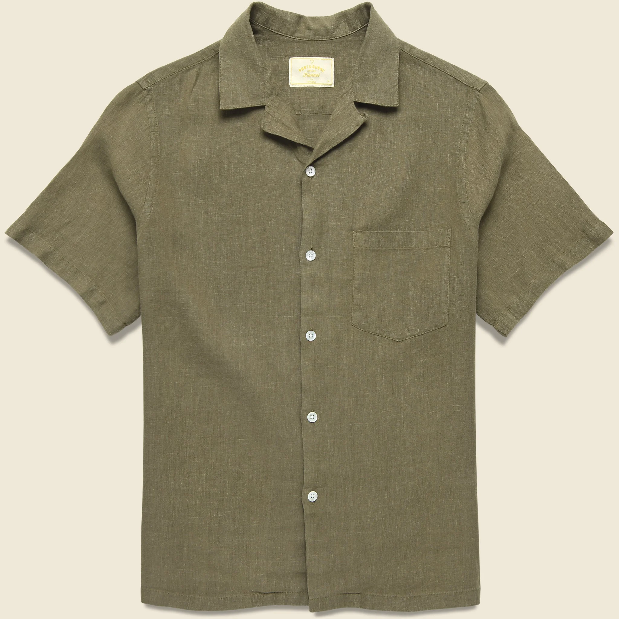 Linen Camp Shirt - Olive - 1