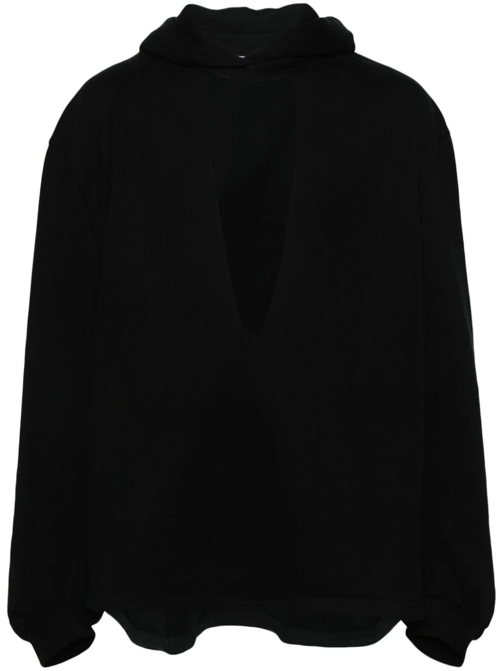 plunge-V cotton hoodie - 1