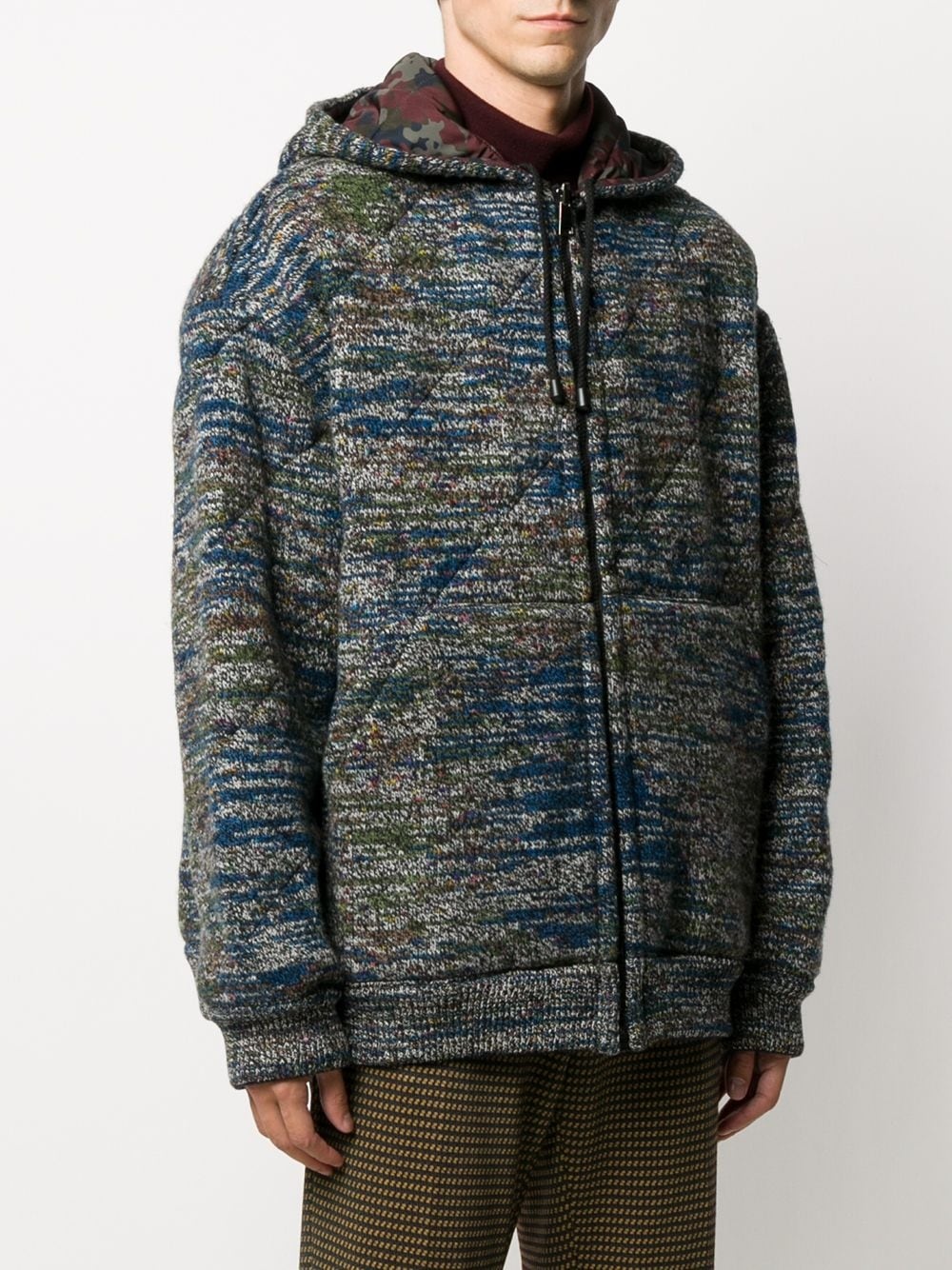 stitching hooded coat - 3