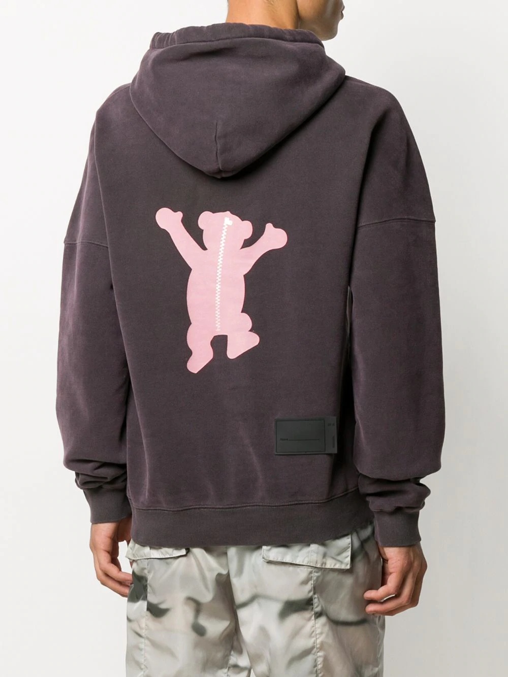 bear-print drawstring hoodie - 4