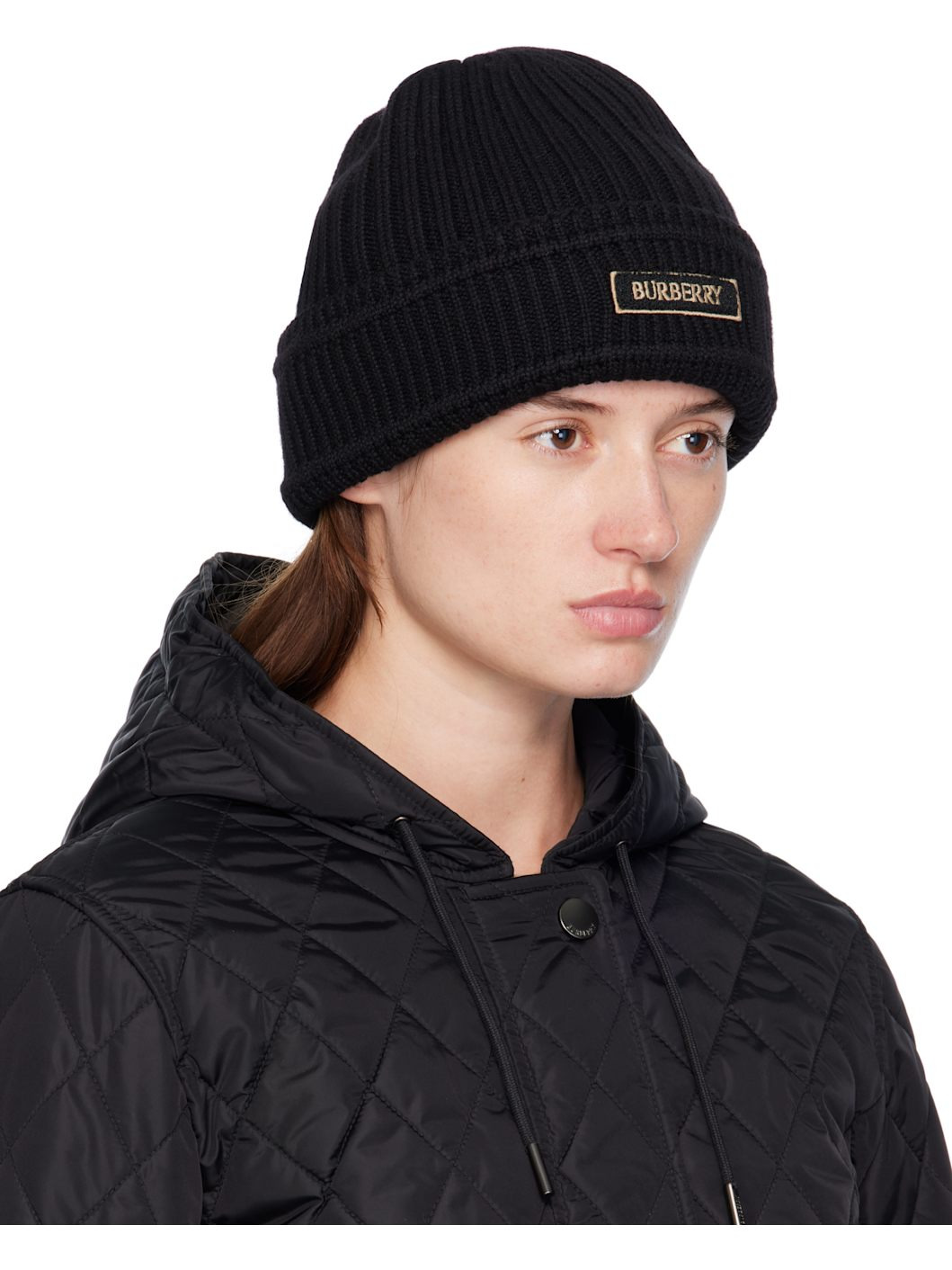 Black Logo Wool Beanie - 2