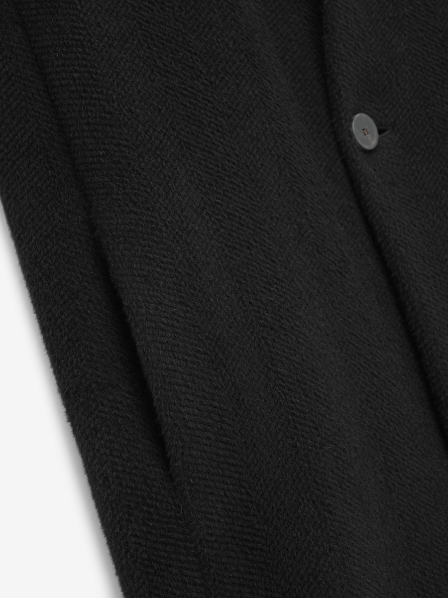 Alpaca Herringbone Lapelless Coat - 5