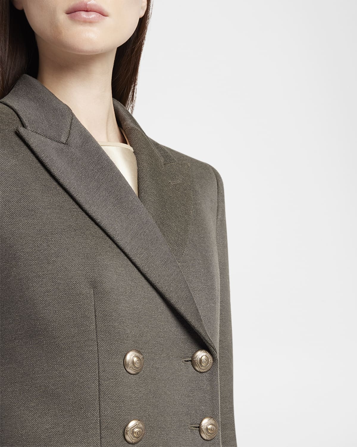 Silk Cotton Double-Breasted Blazer - 5