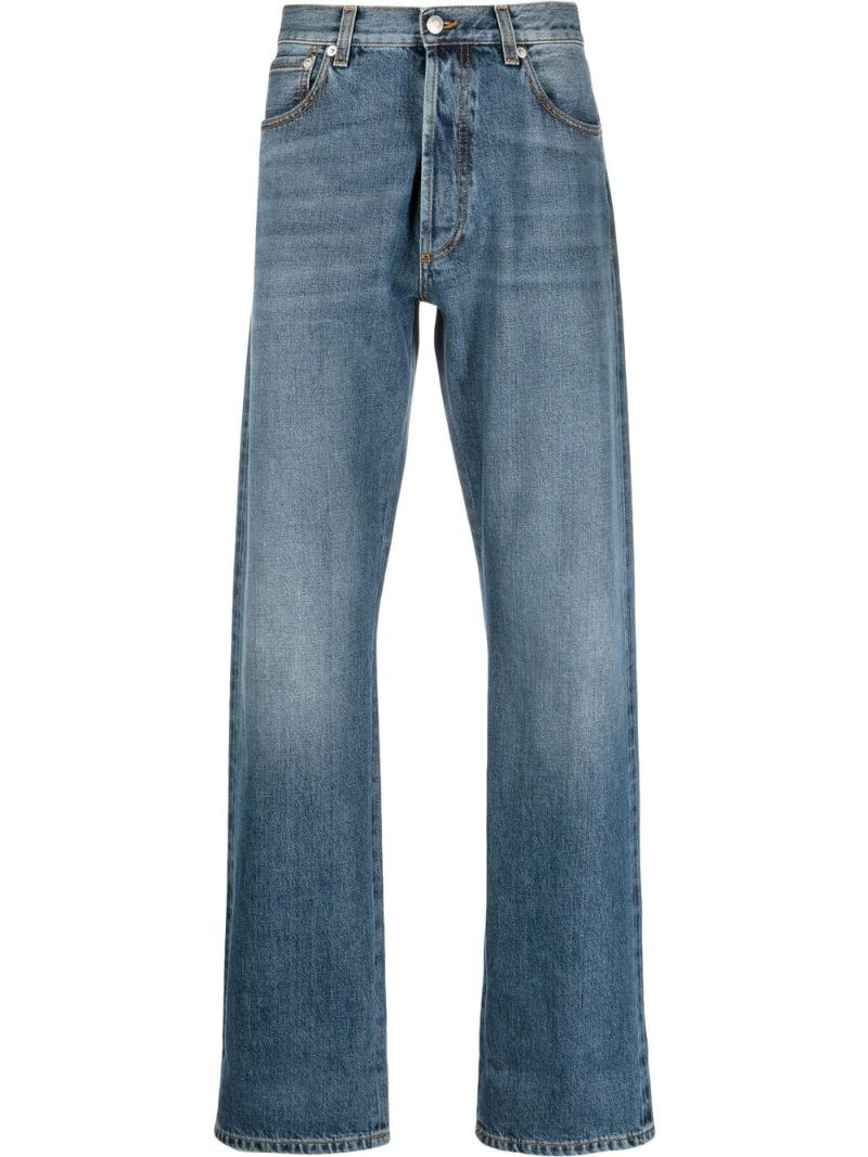 turn-up cuff straight-leg jeans - 1
