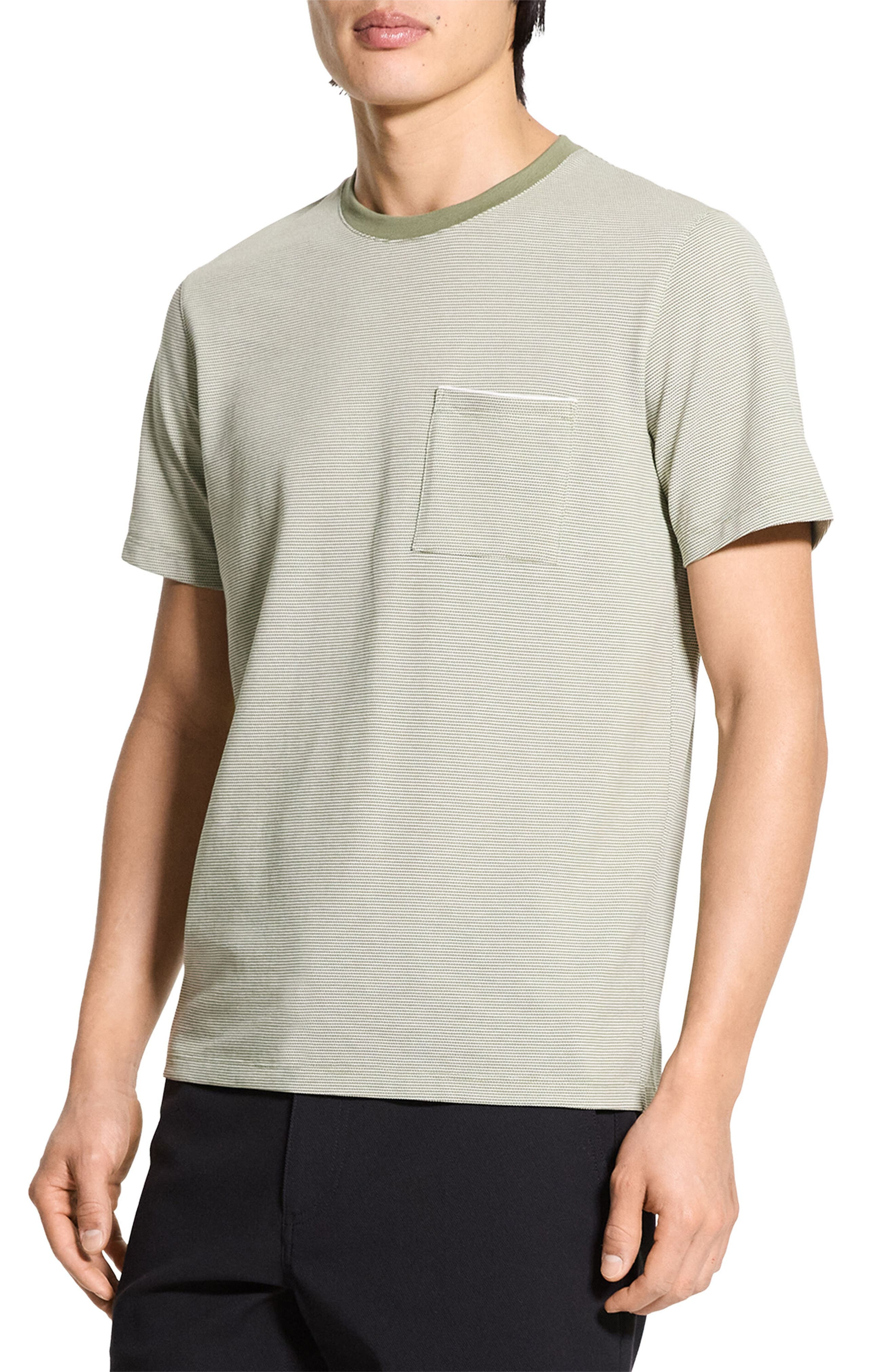 Theory Bird's Eye Ringer T-Shirt in Green Multi at Nordstrom - 3
