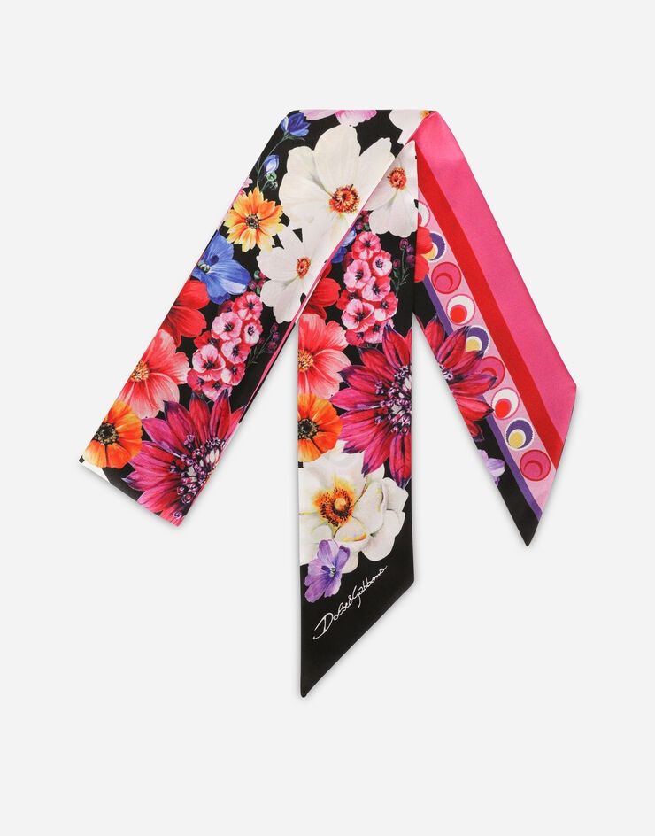 Garden-print twill headscarf - 1