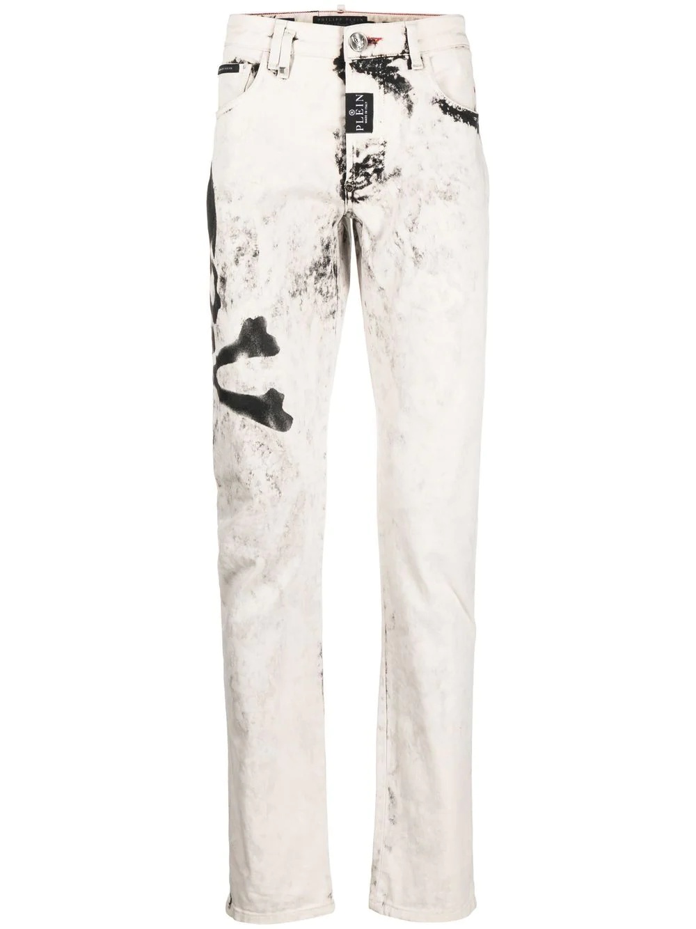 skull-print slim-cut jeans - 1