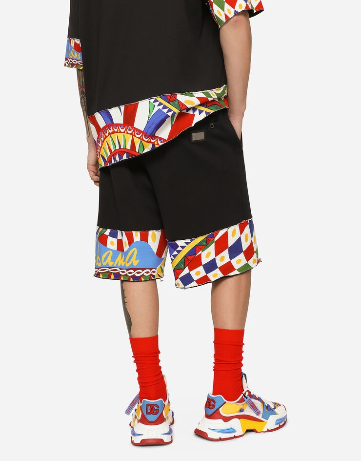 Jersey jogging shorts with printed trims - 4