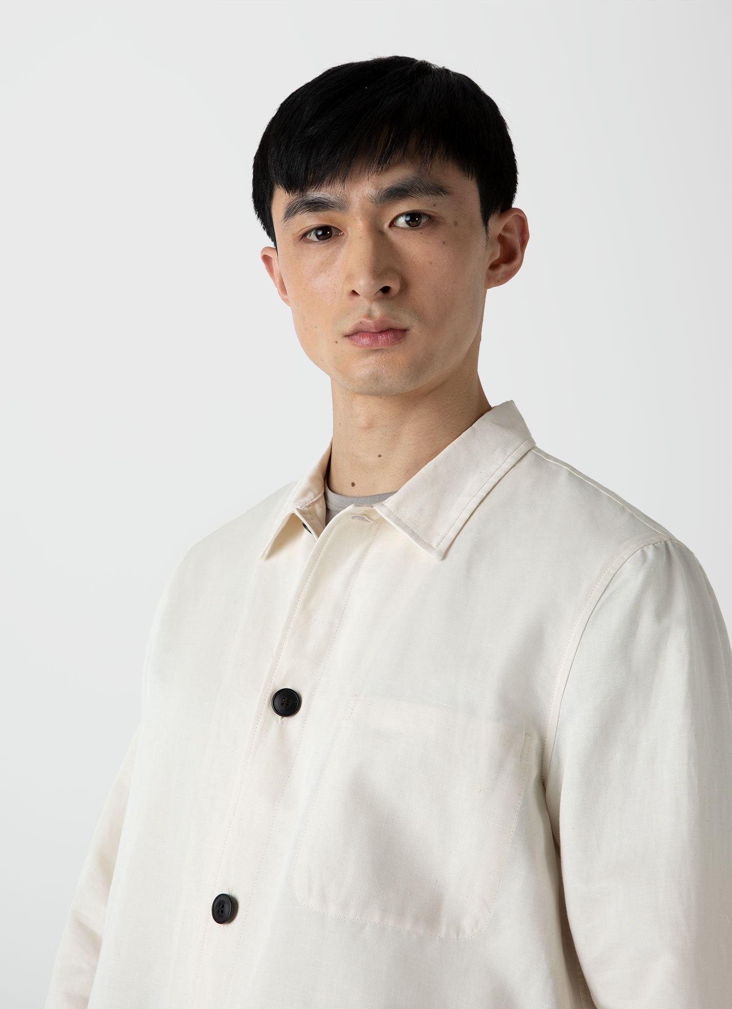 Undyed Cotton Linen Twin Pocket Jacket - 5