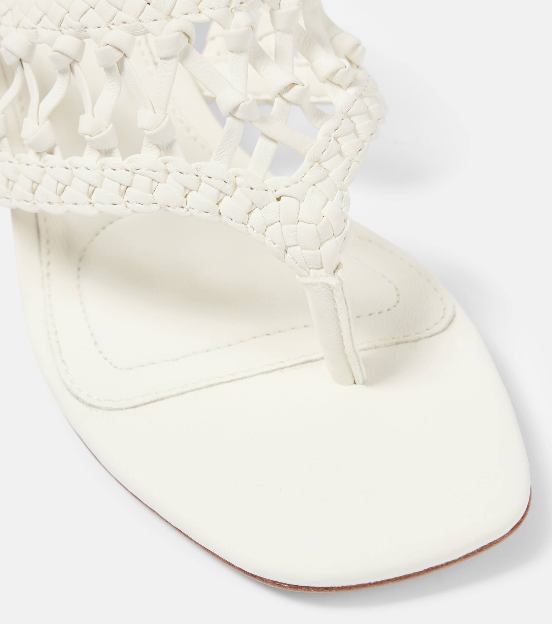 Alia woven leather platform thong sandals - 5