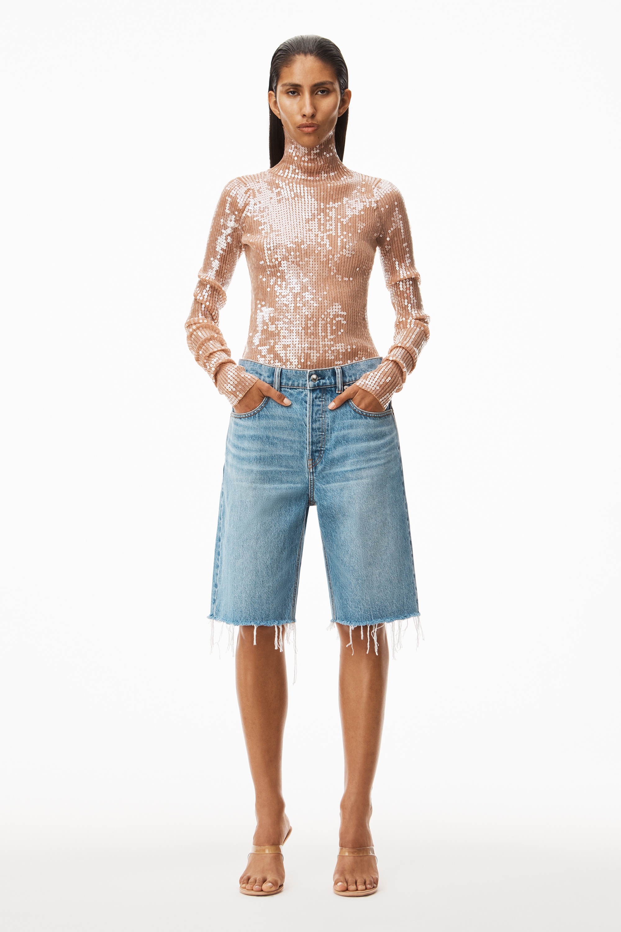 MID RISE JEAN SHORTS IN DENIM - 2