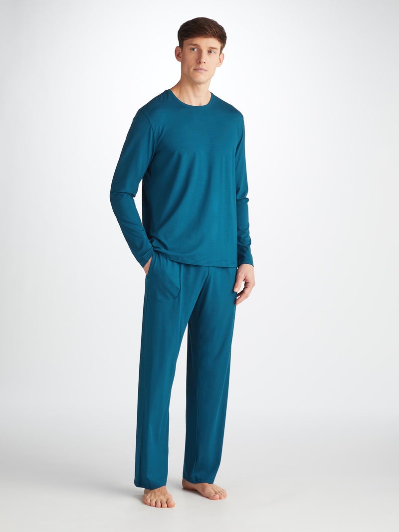 Men's Long Sleeve T-Shirt Basel Micro Modal Stretch Poseidon Blue - 3