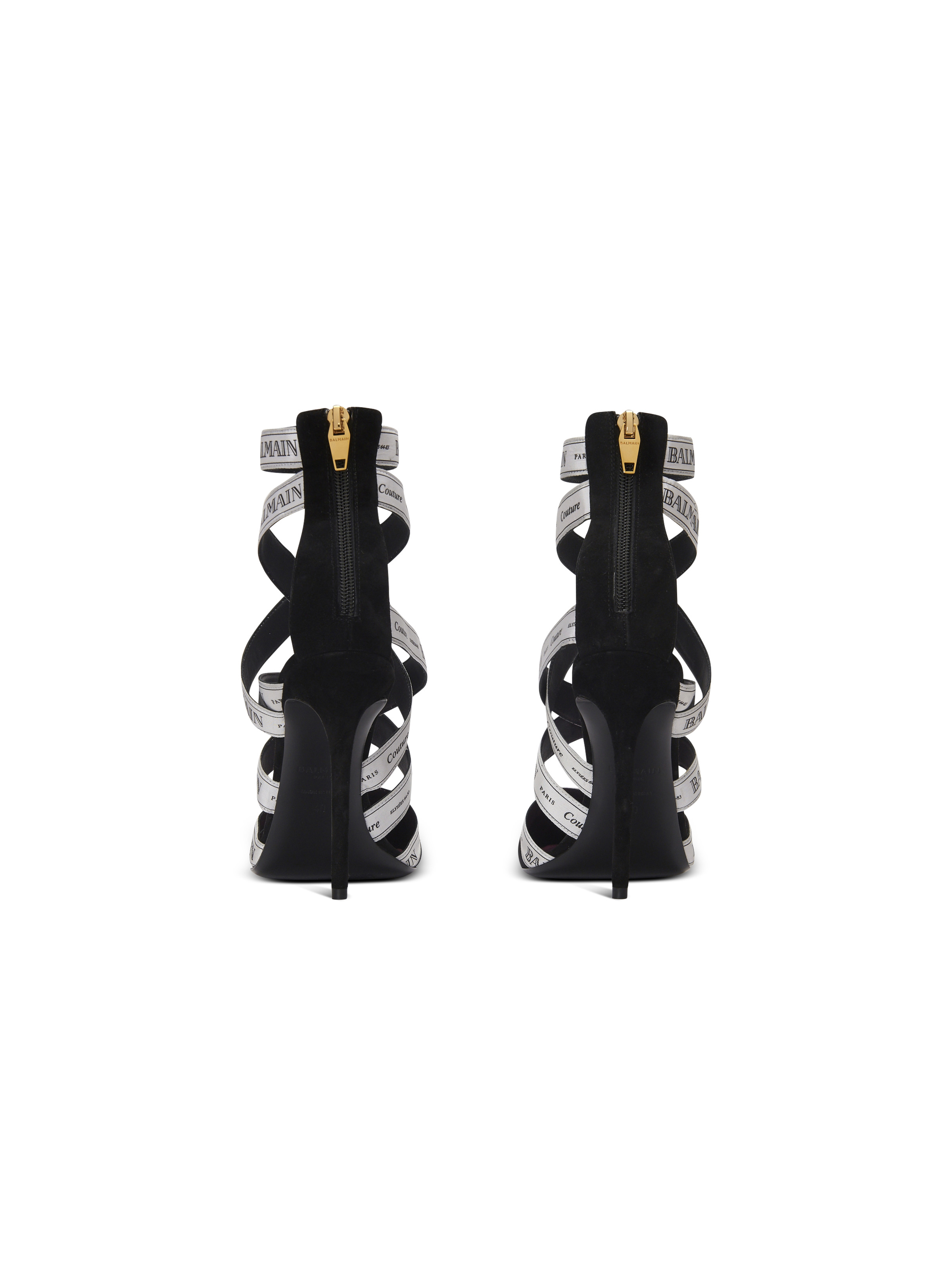 Couture suede heels with Balmain ribbon motif - 4