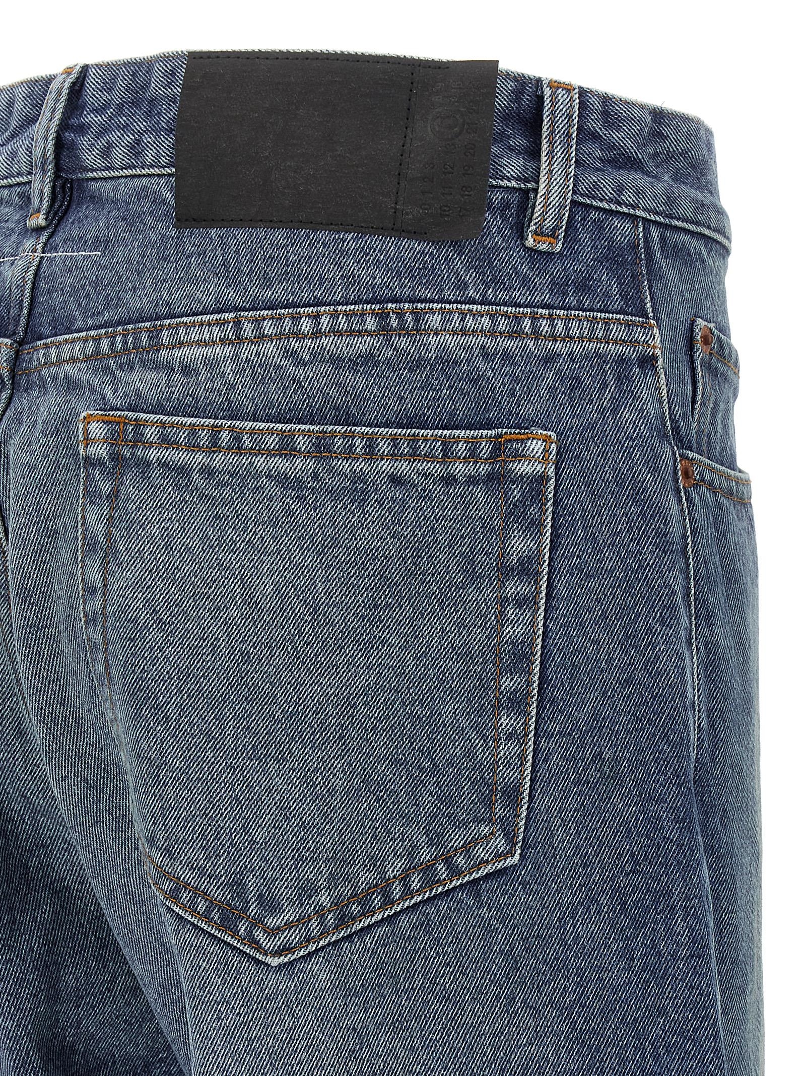 Asymmetric Stitching Jeans Blue - 4