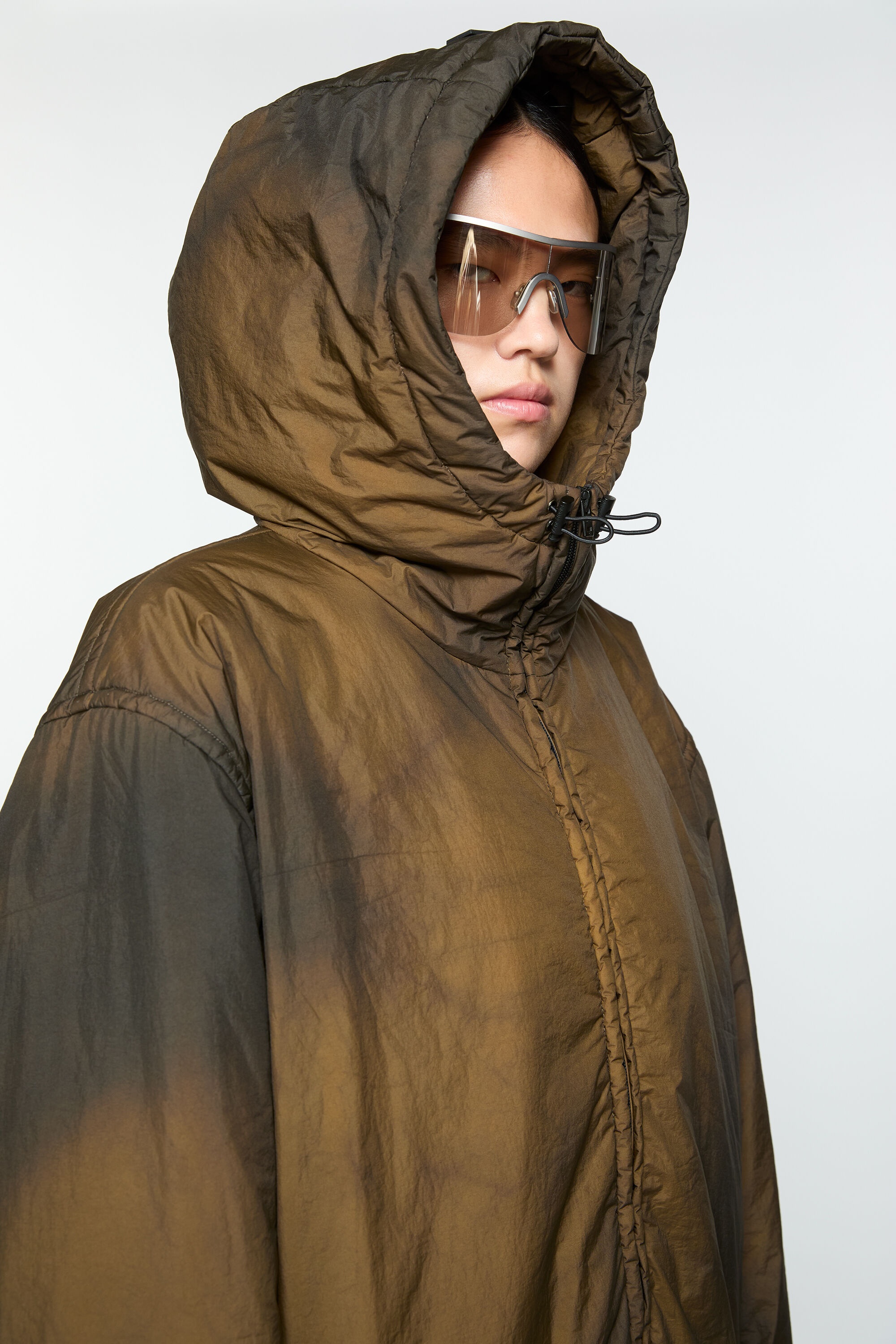 Hooded puffer jacket - Beige/black - 6