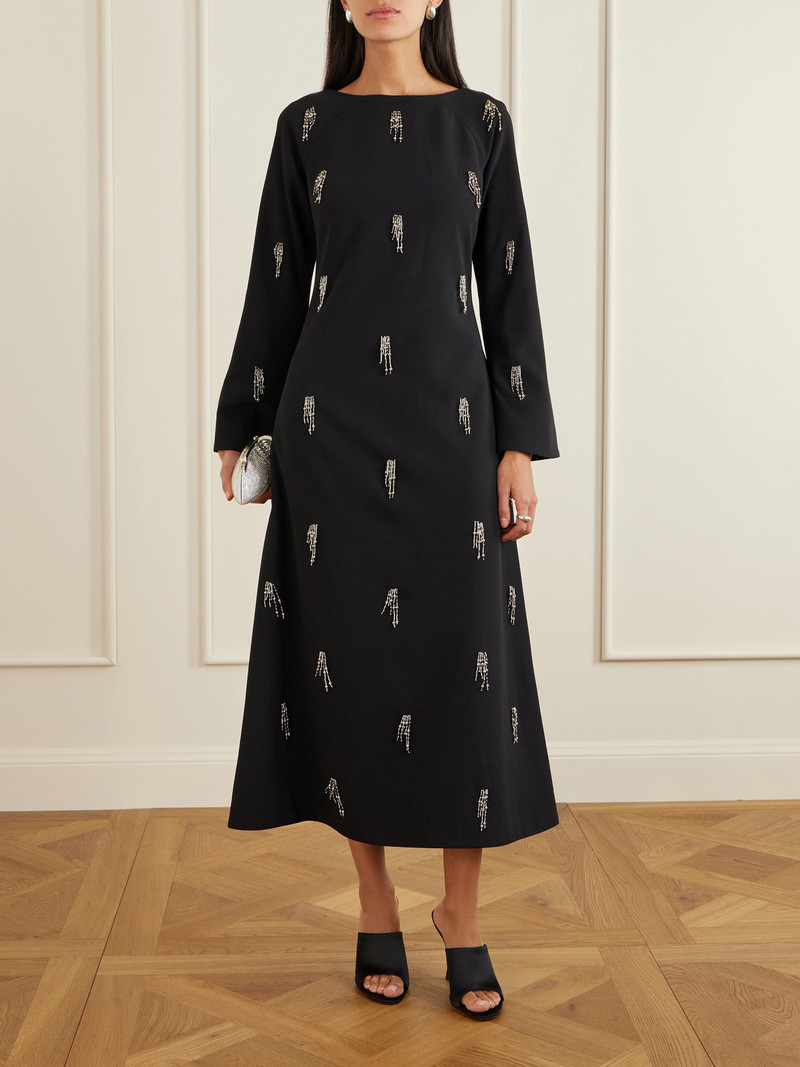 SIMKHAI Coretta Embellished Crepe Midi Dress outlook