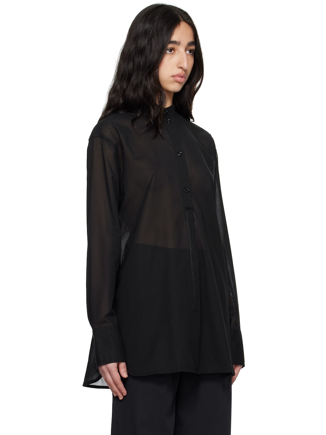 Black Stand-Collar Shirt - 2