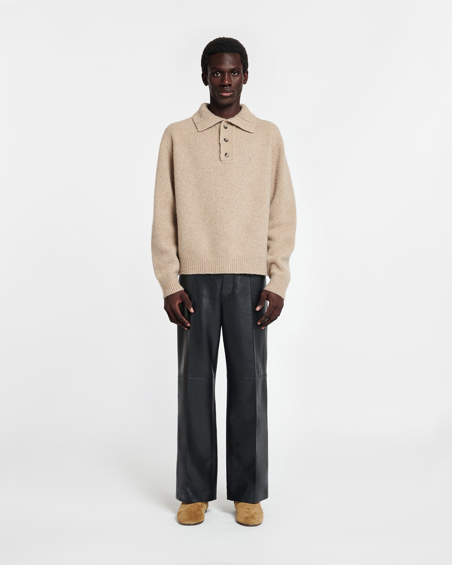 Brushed Merino Polo Sweater - 2