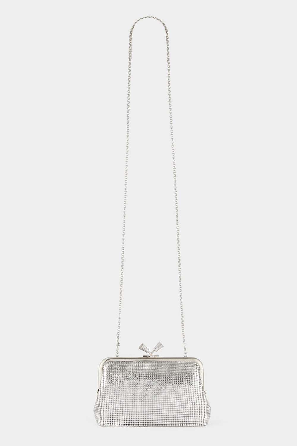 Maud Tassel Clutch - Silver Mesh - 6