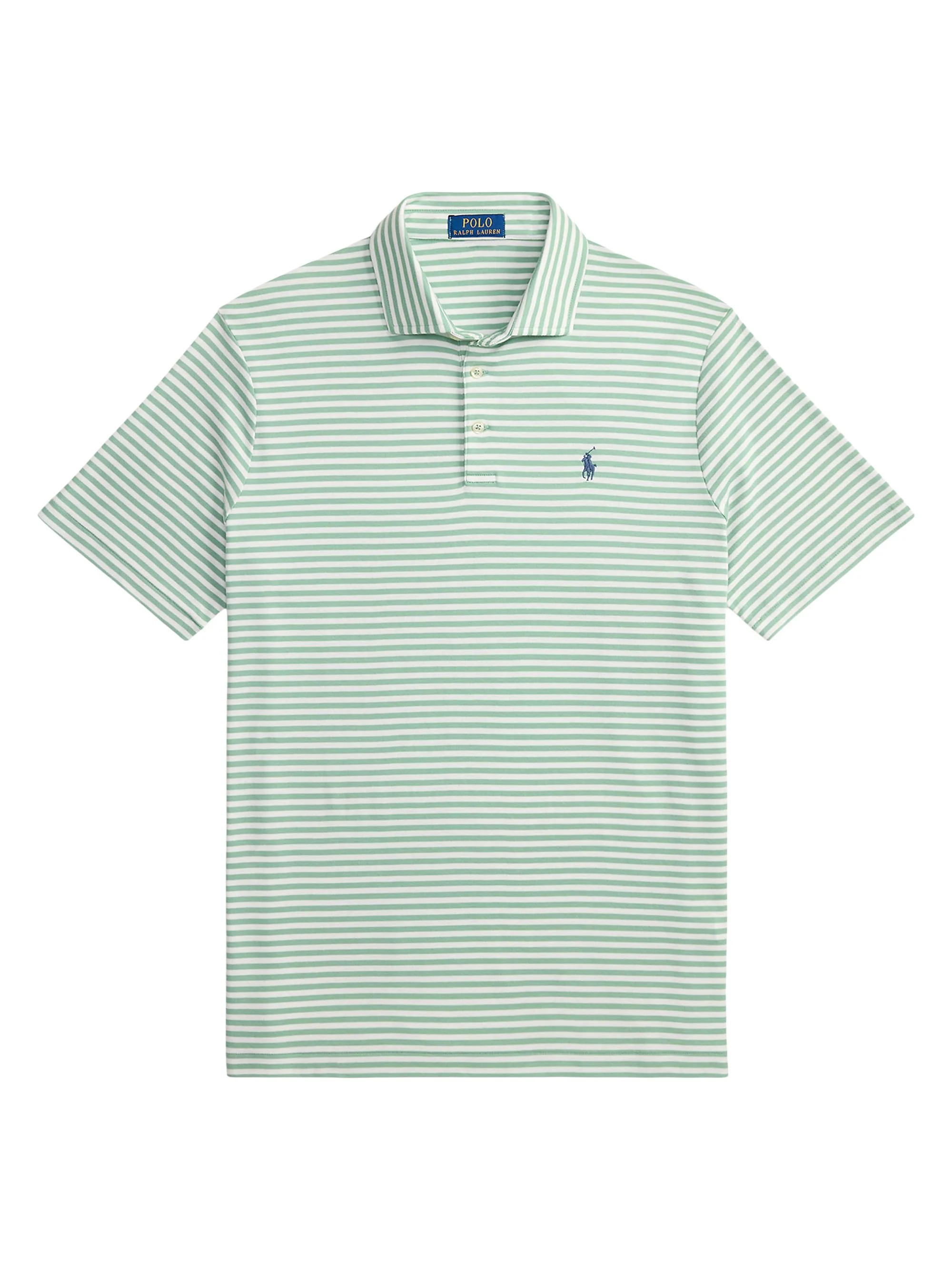 Men's Striped Cotton Logo Polo Shirt - Faded Mint White - 1