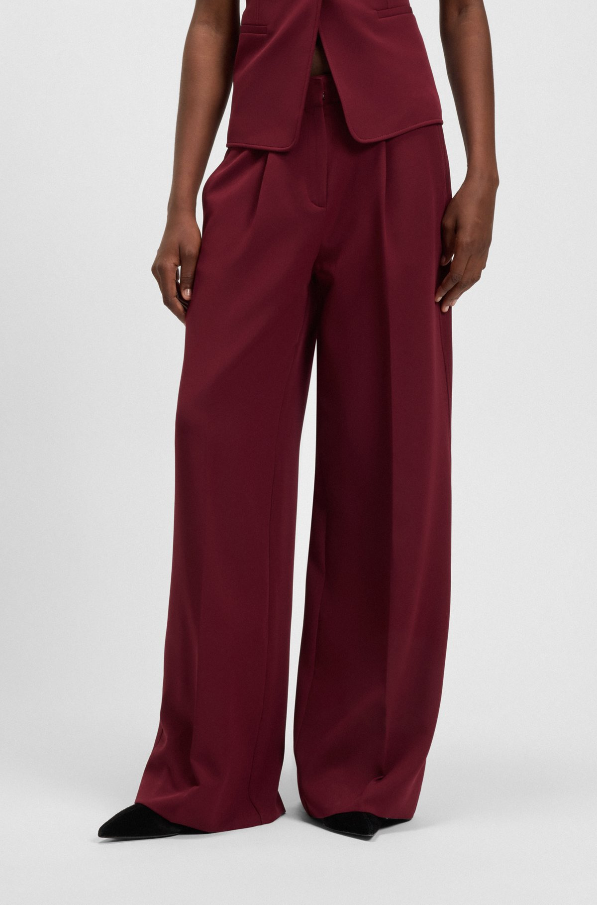 REGULAR-FIT WIDE-LEG PANTS IN STRETCH FABRIC - 2