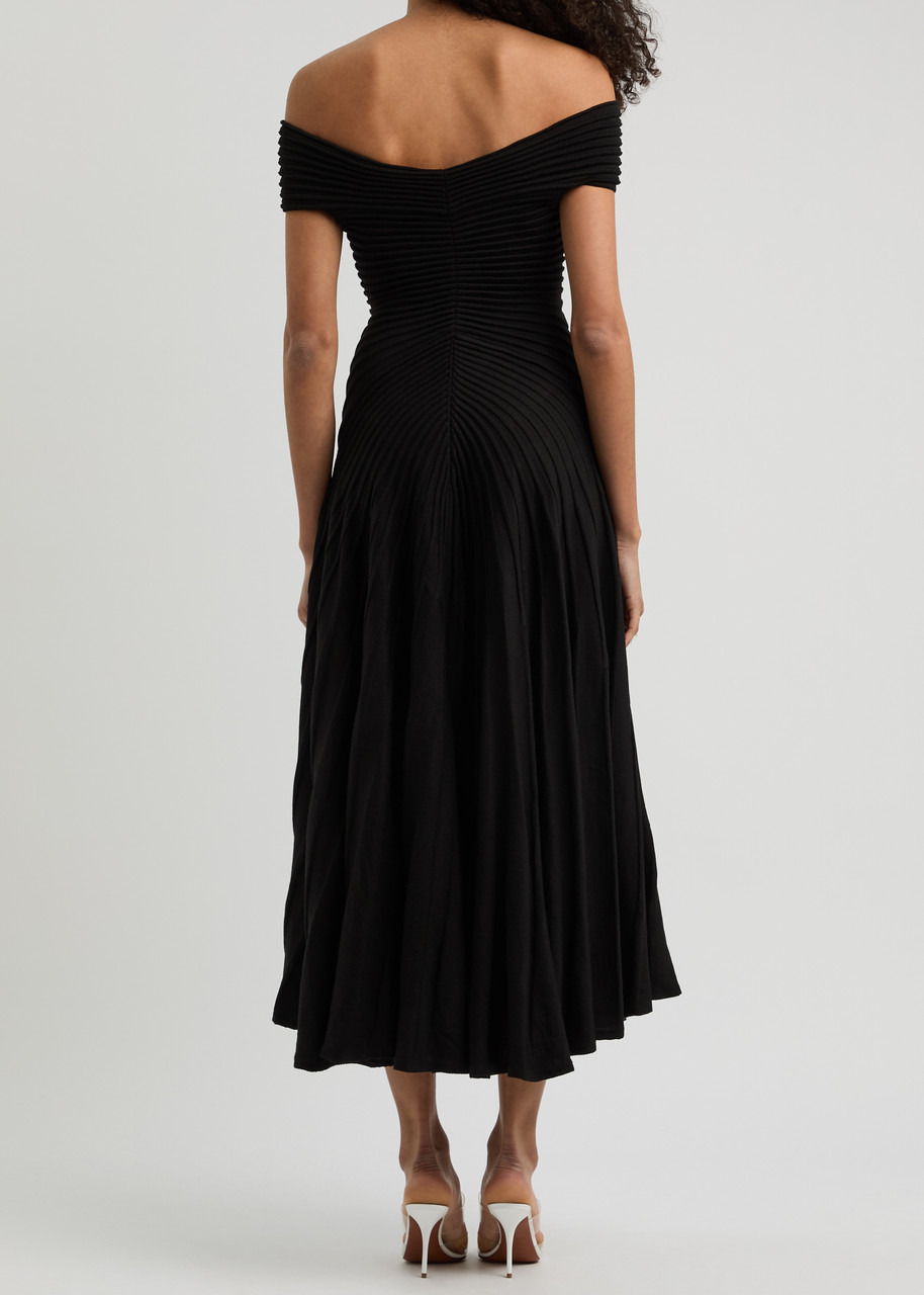 Alaïa Off-the-shoulder Ribbed Wool Midi Dress - 3
