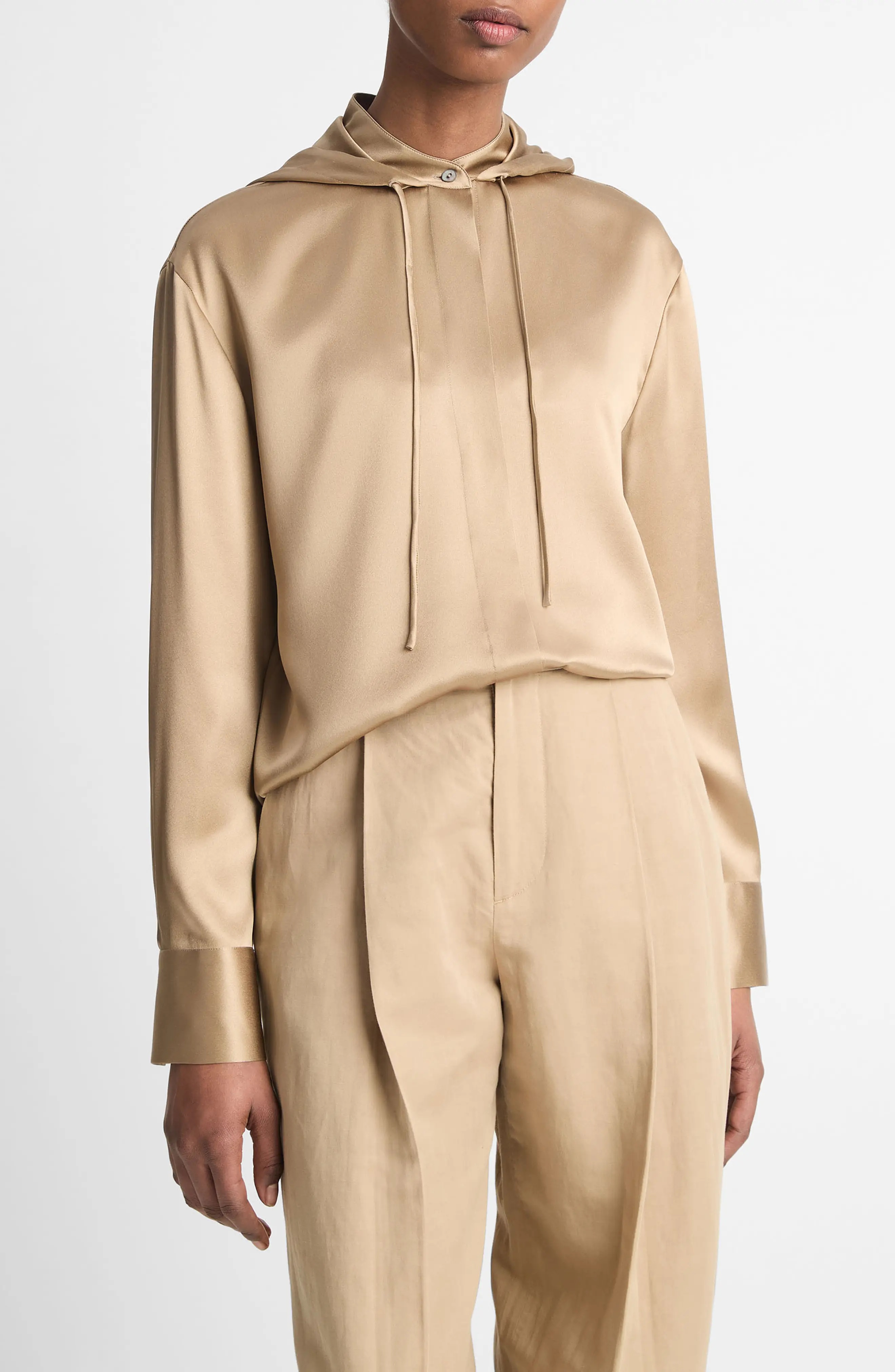 Hooded Silk Button-Up Shirt - 3