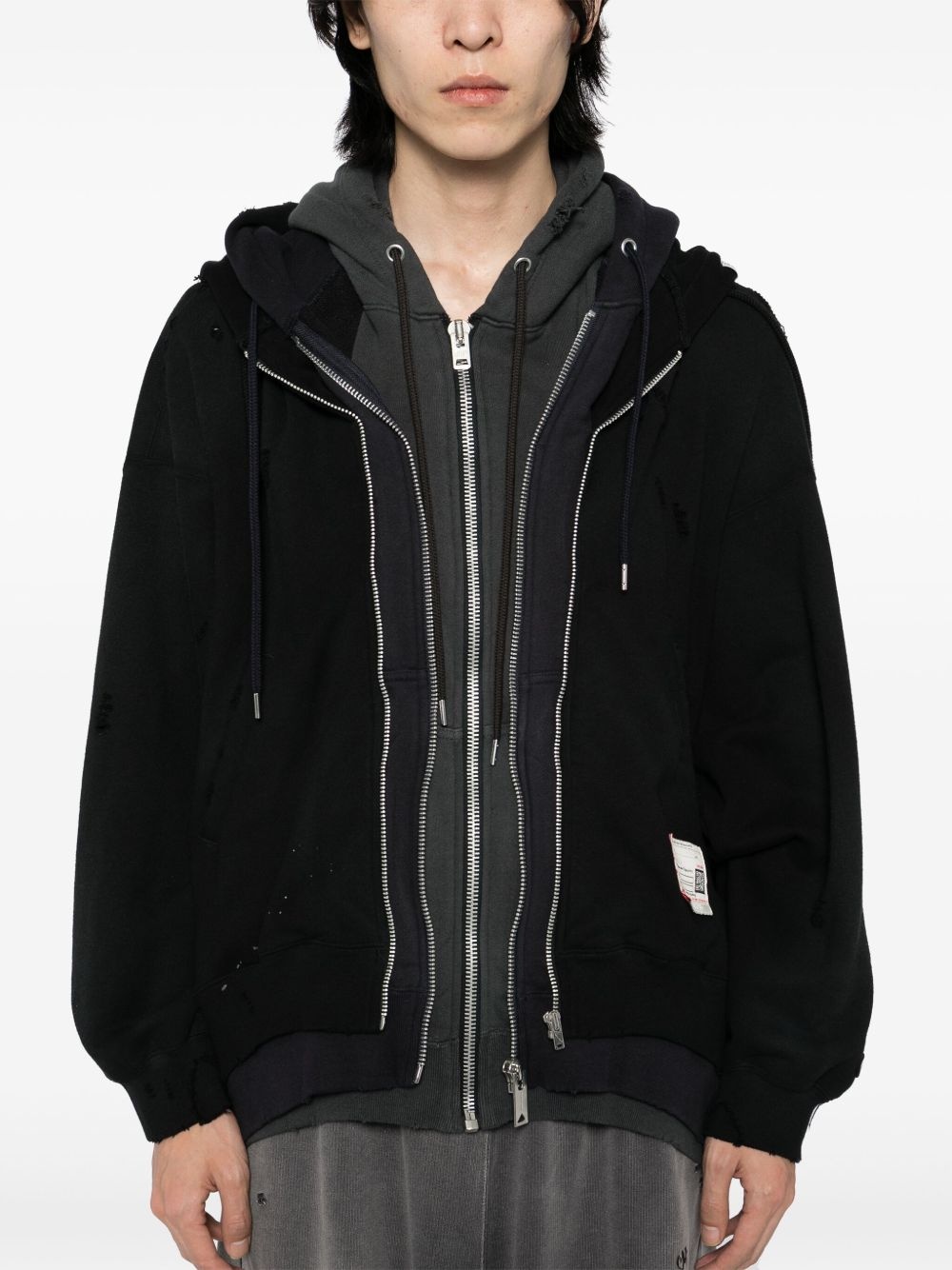 layered zip-up hoodie - 5
