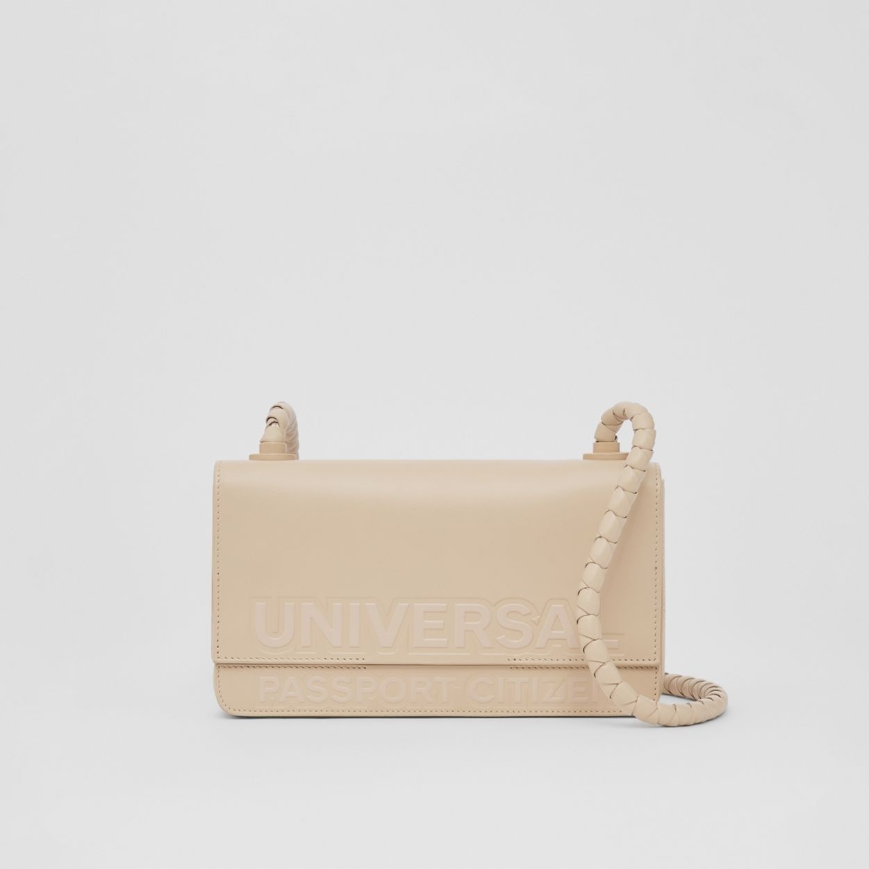 Embossed Slogan Leather Crossbody Bag - 1