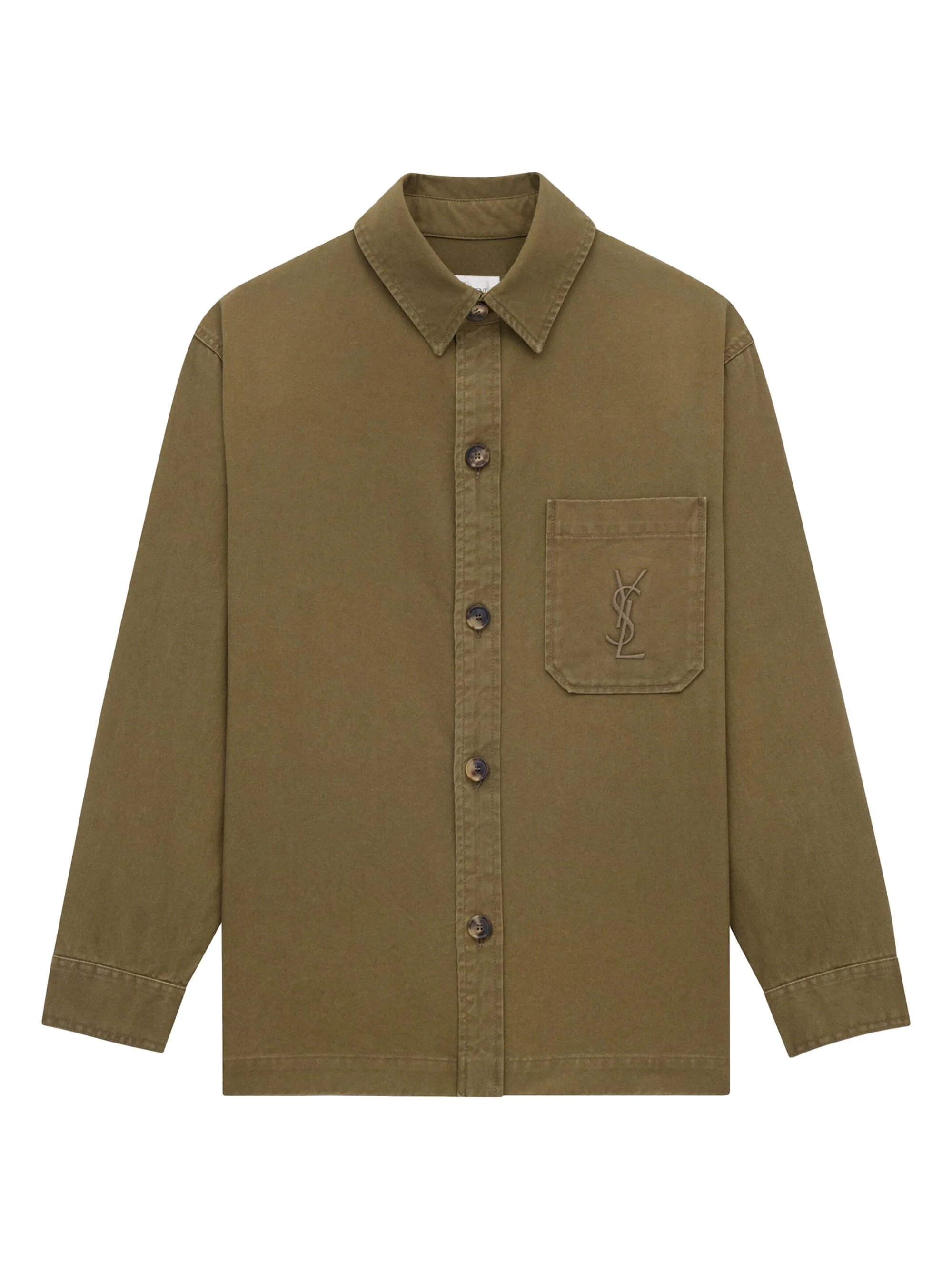 Men's Cassandre Overshirt in Cotton Linen Gabardine - Vintage Kaki - 1