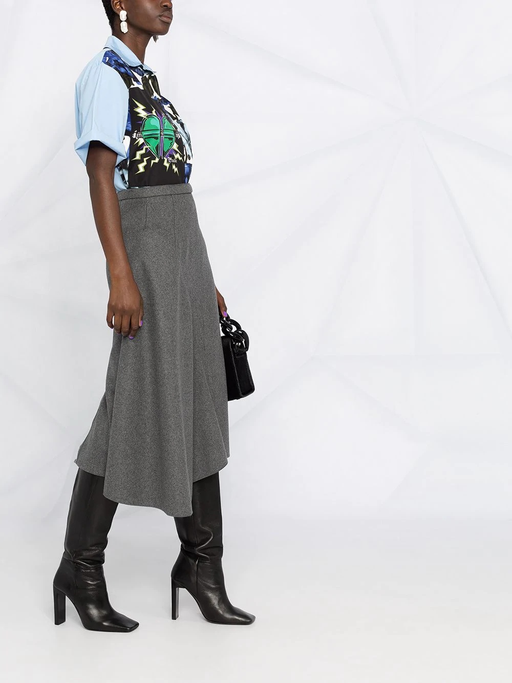 asymmetric draped midi skirt - 4