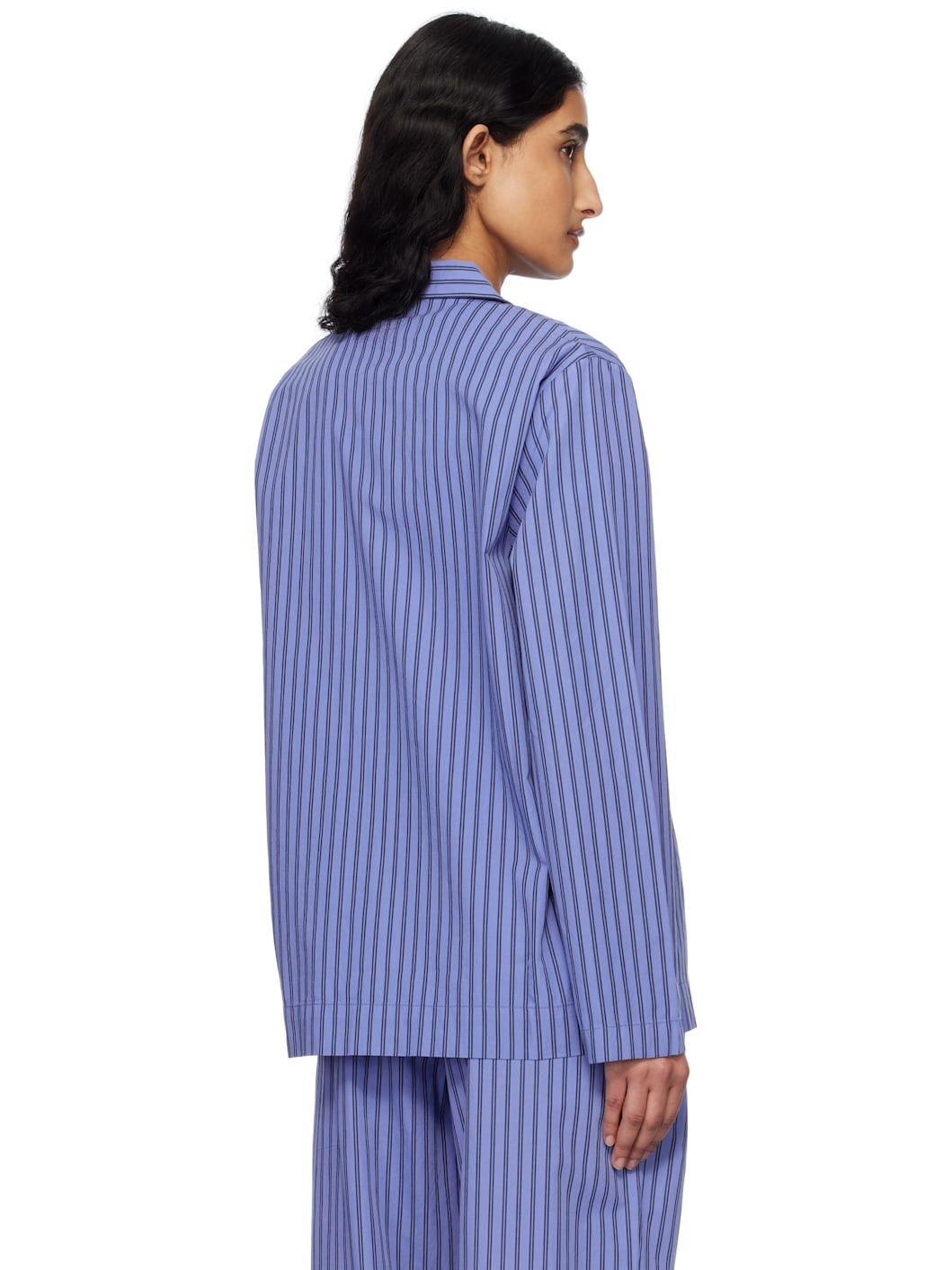 Blue & Black Poplin Long-Sleeved Pyjama Shirt - 3