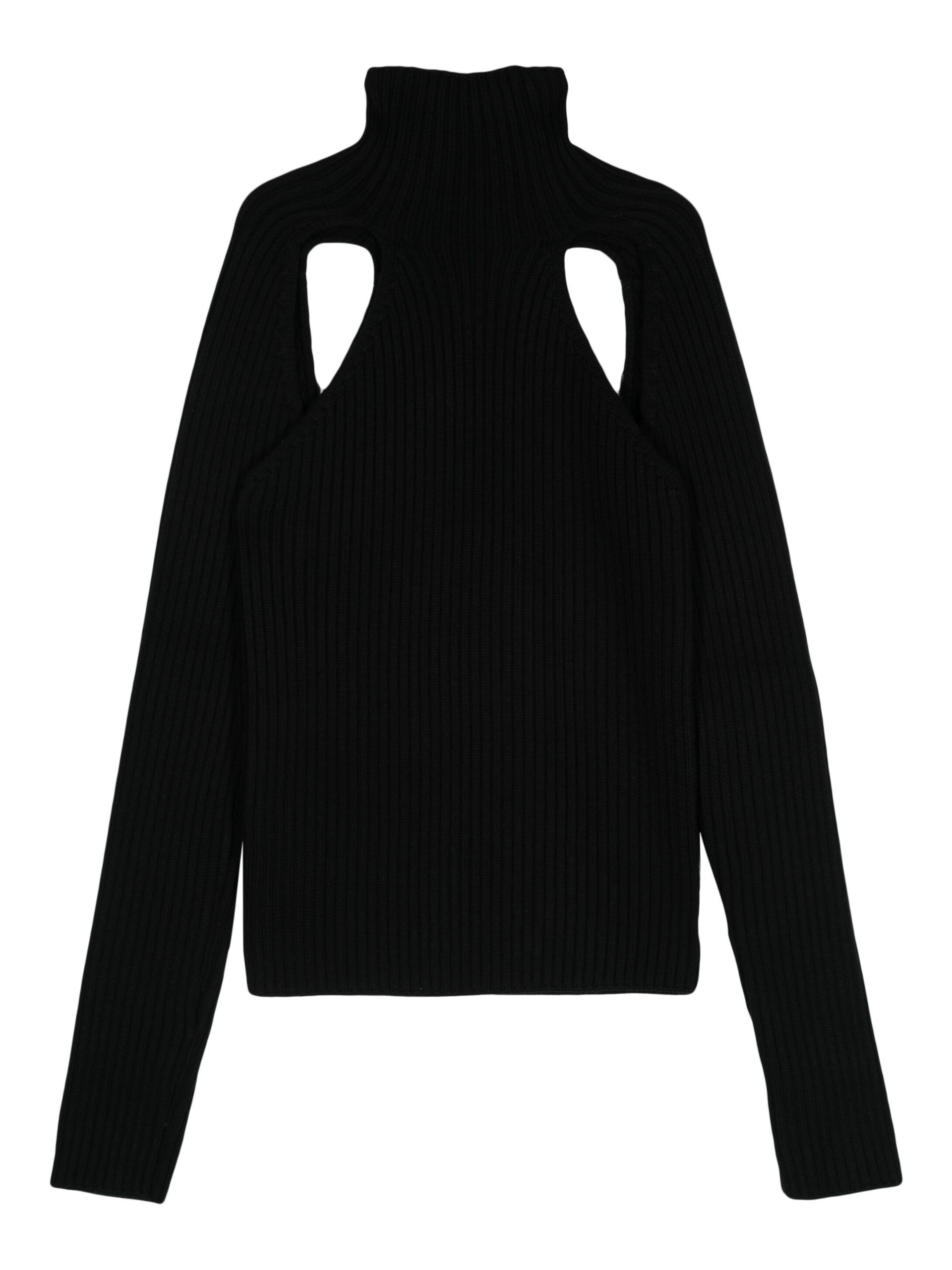 Black Cut-Out Wool Jumper - 2