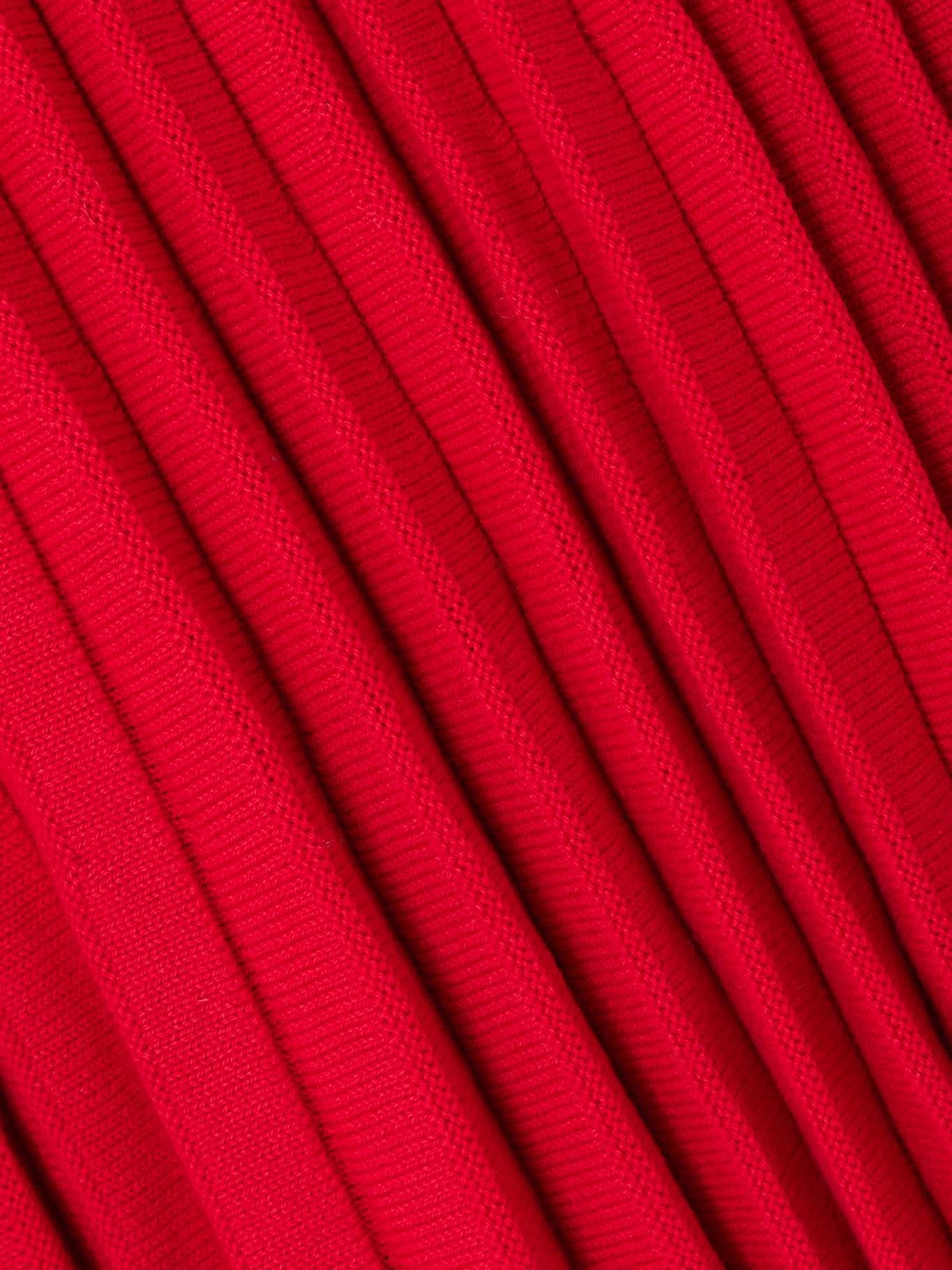 Pleated ribbed cotton mini dress Red - 4