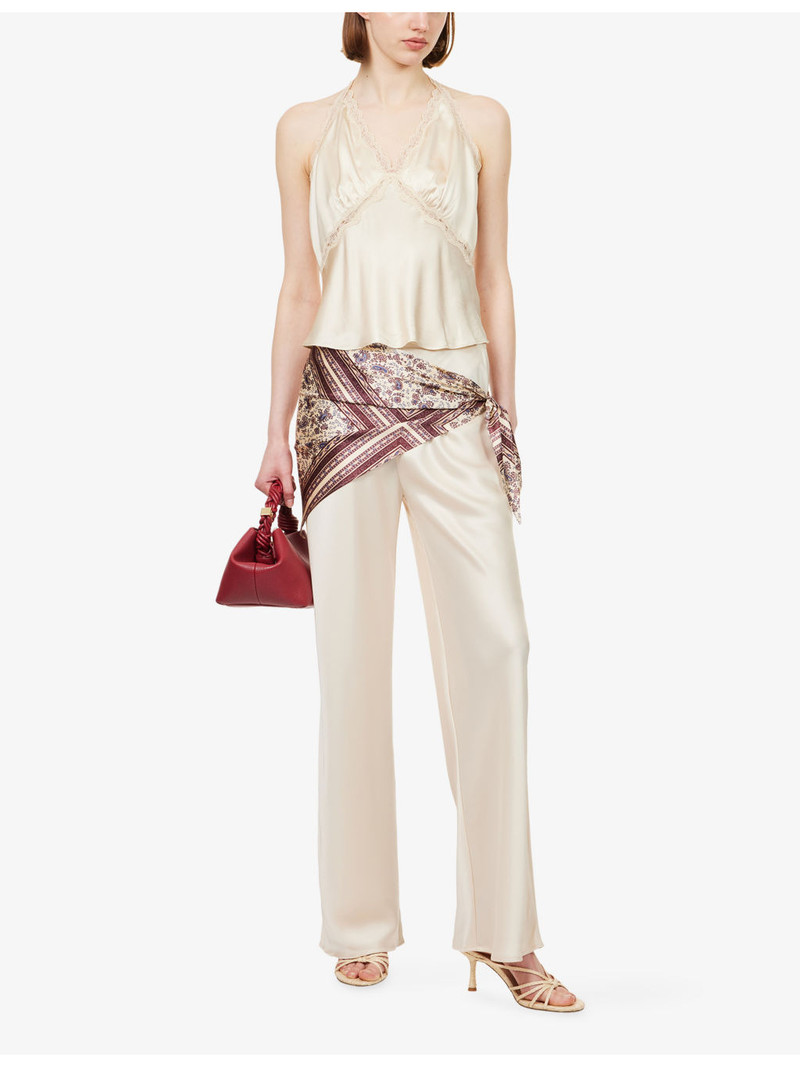 Reformation Gale Detachable-Scarf Satin Trousers outlook