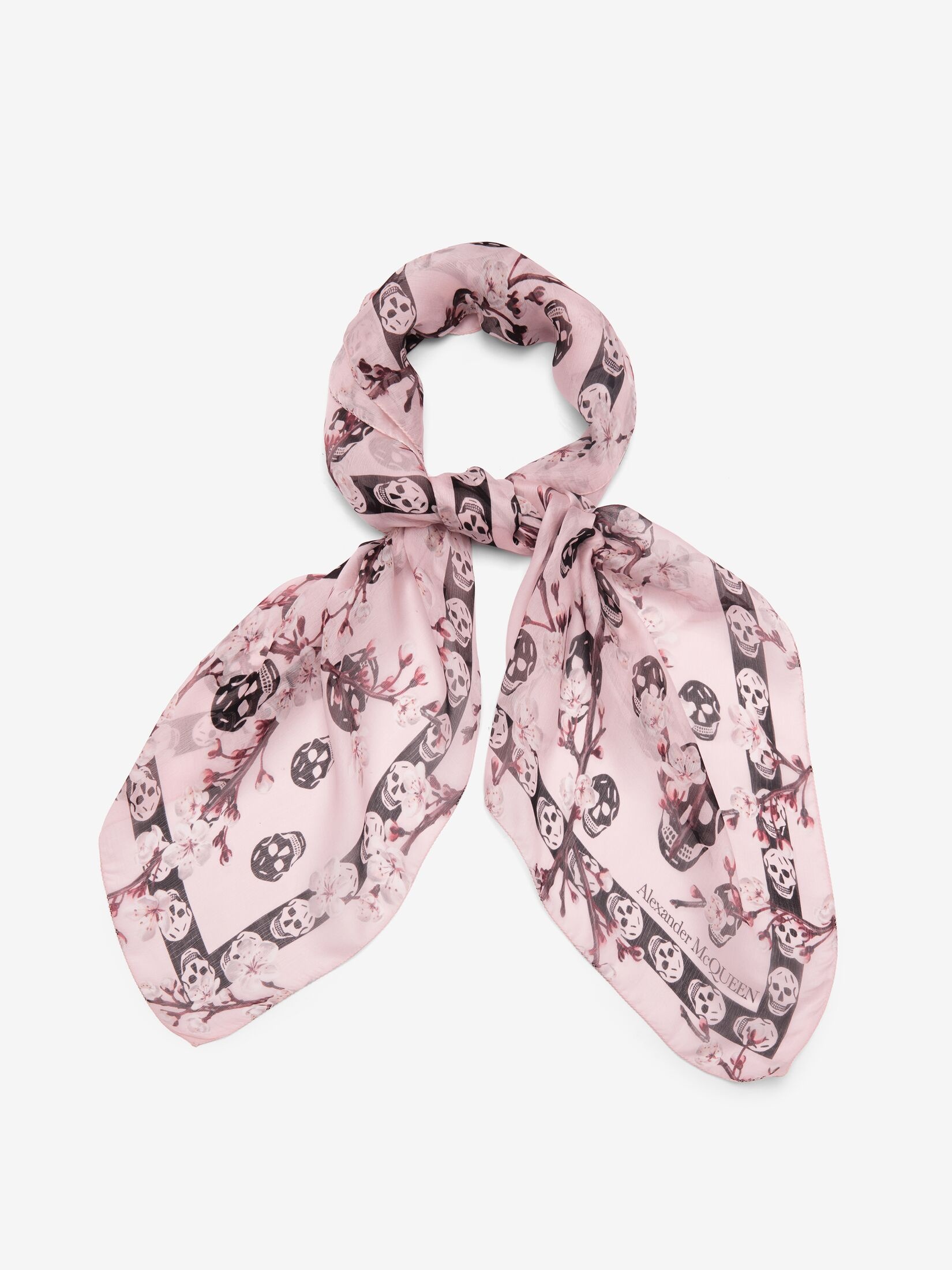 Women's Cherry Blossom Classic Skull Foulard in Rose/black - 2