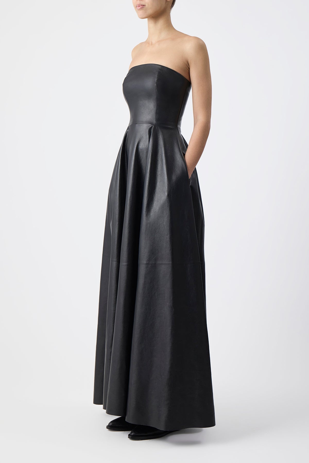 Rhone Dress in Black Nappa Leather - 6