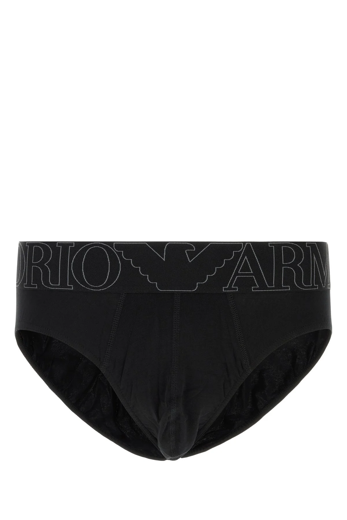 Black stretch cotton brief - 1