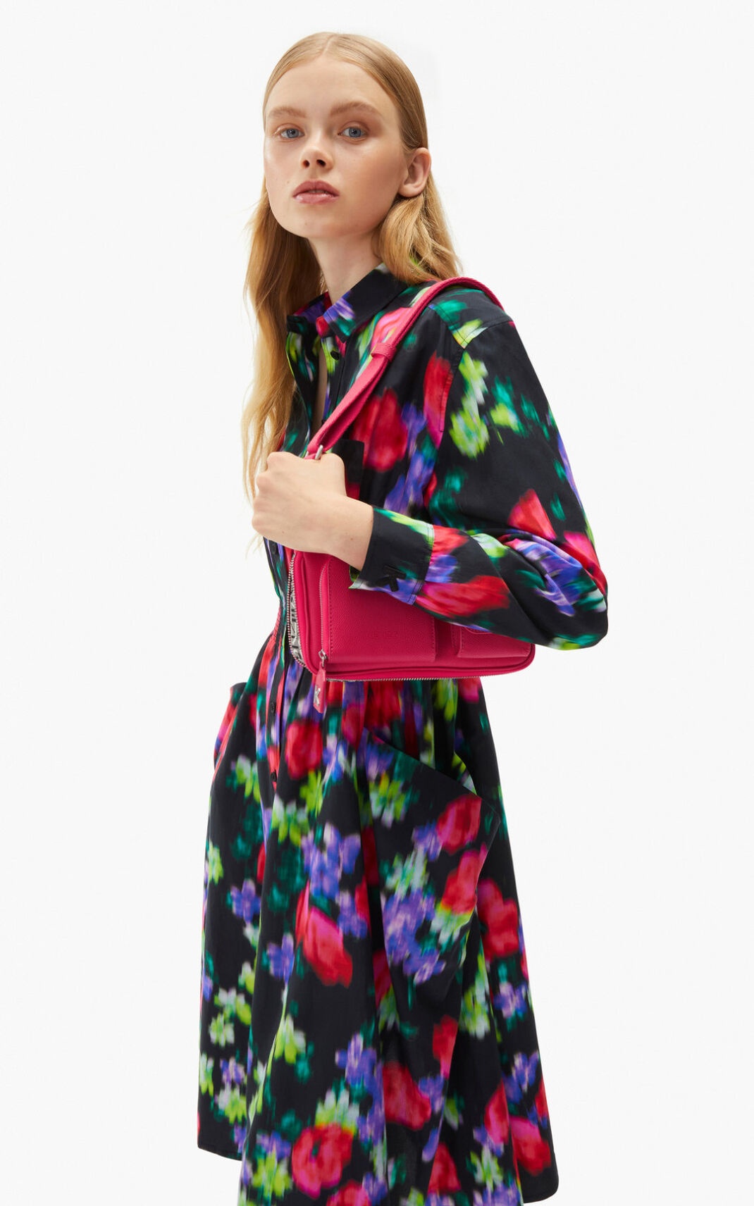 'Blurred Flowers' shirt dress - 4