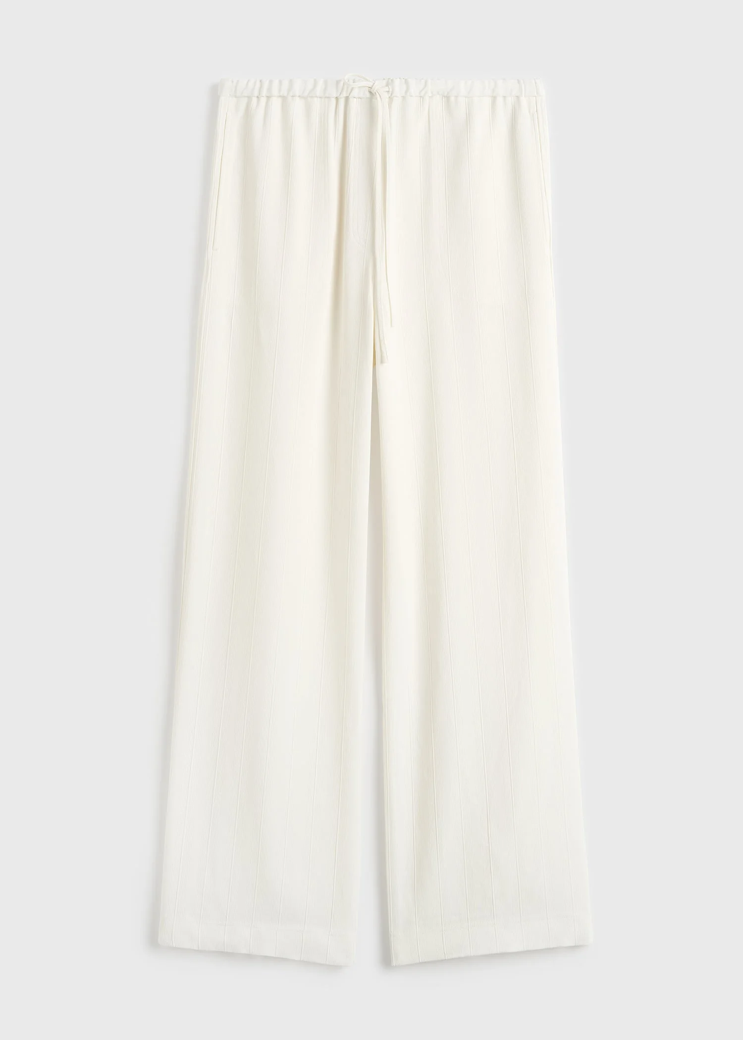 Woven stripe drawstring trousers meringue - 1