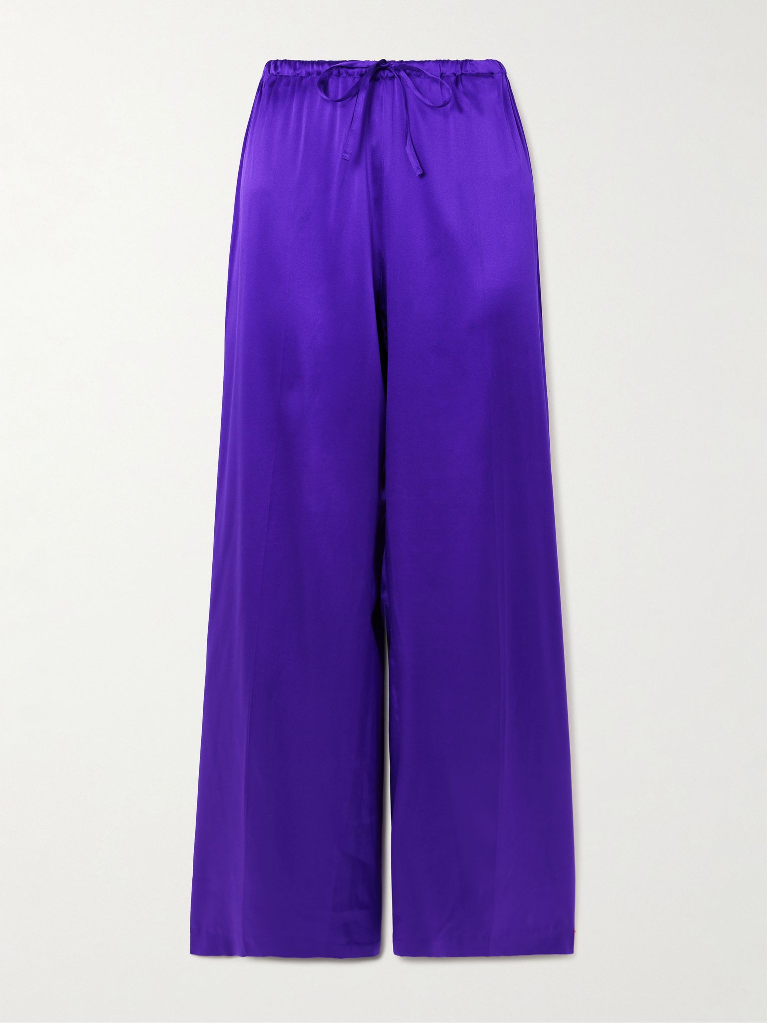 Silk-blend satin straight-leg pants Purple - 1