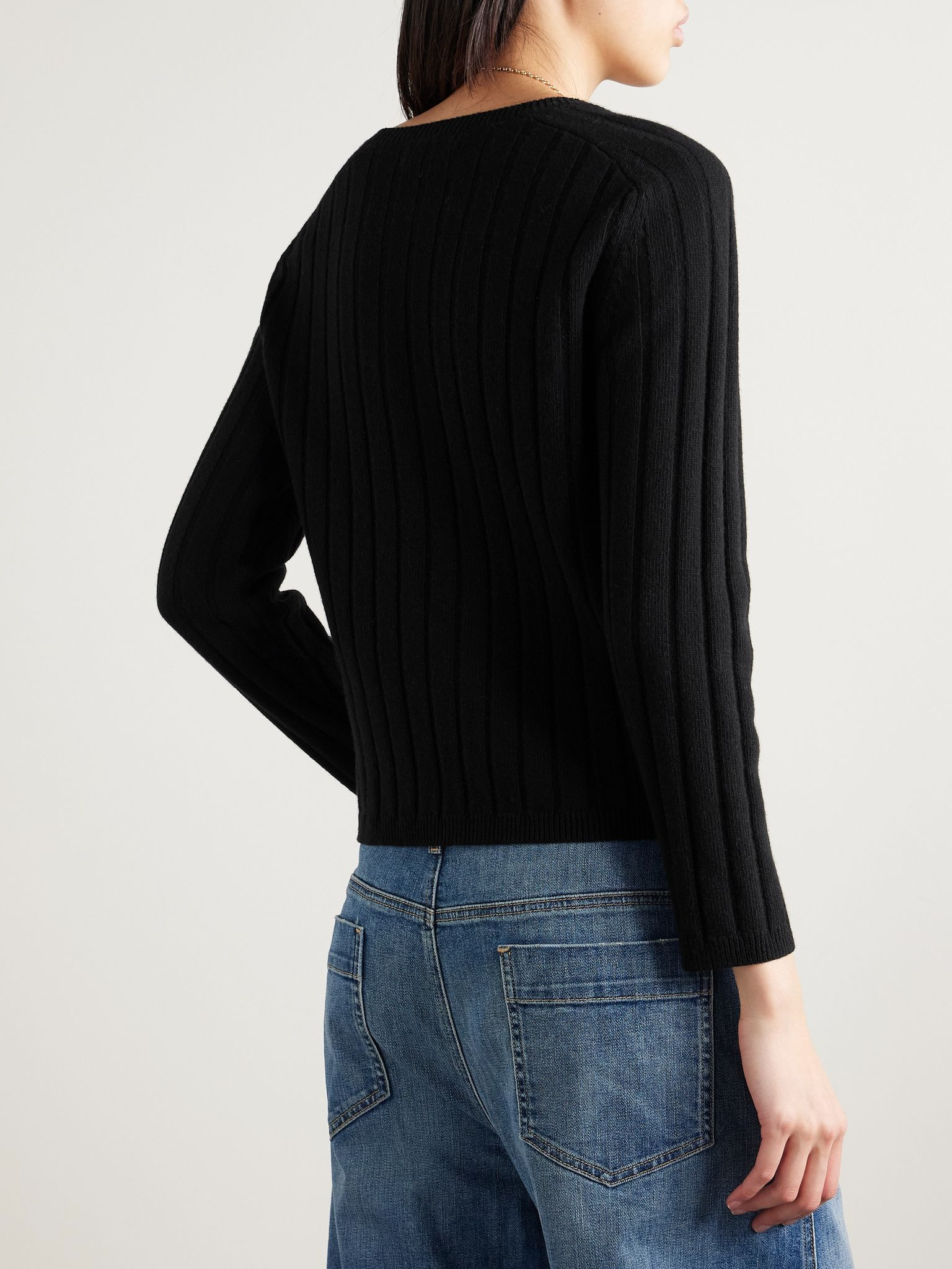 Alise ribbed merino wool and cashmere-blend sweater Black - 4
