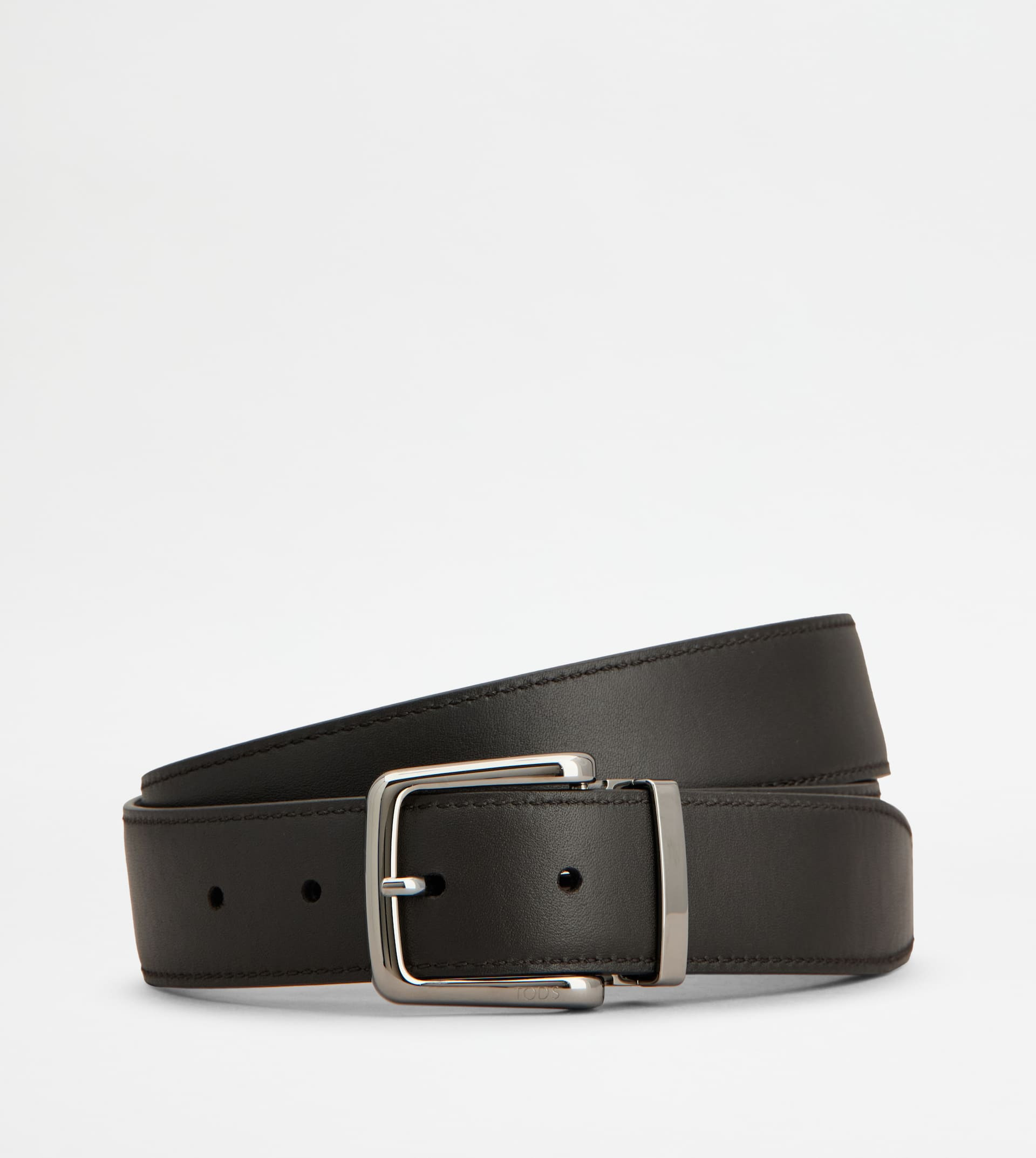 ADJUSTABLE AND REVERSIBLE BELT IN LEATHER - BLACK, BROWN - 2