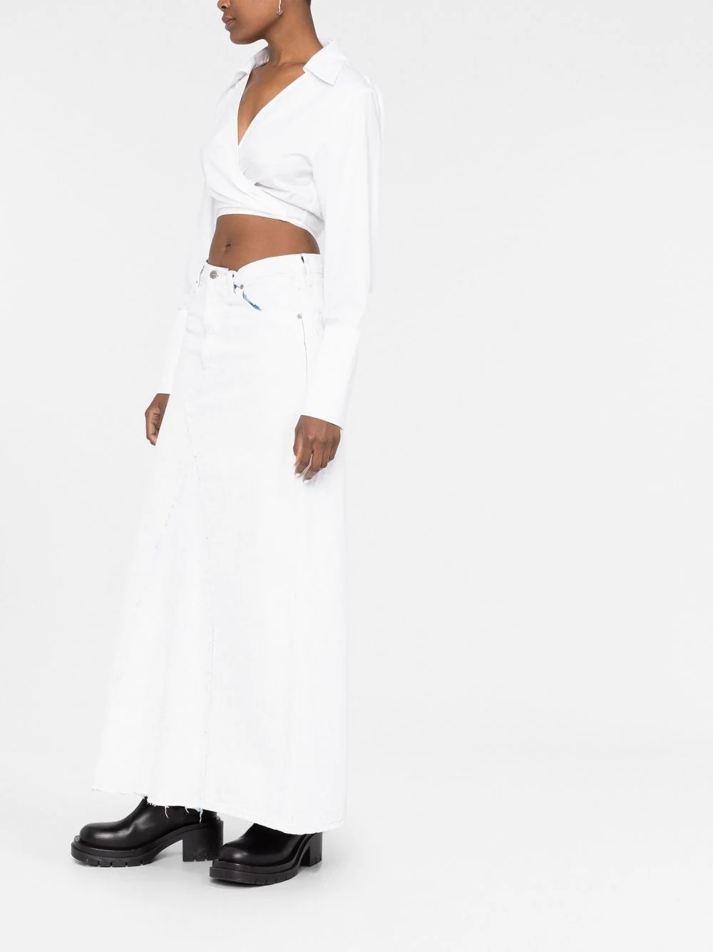 denim mid-length skirt - 6