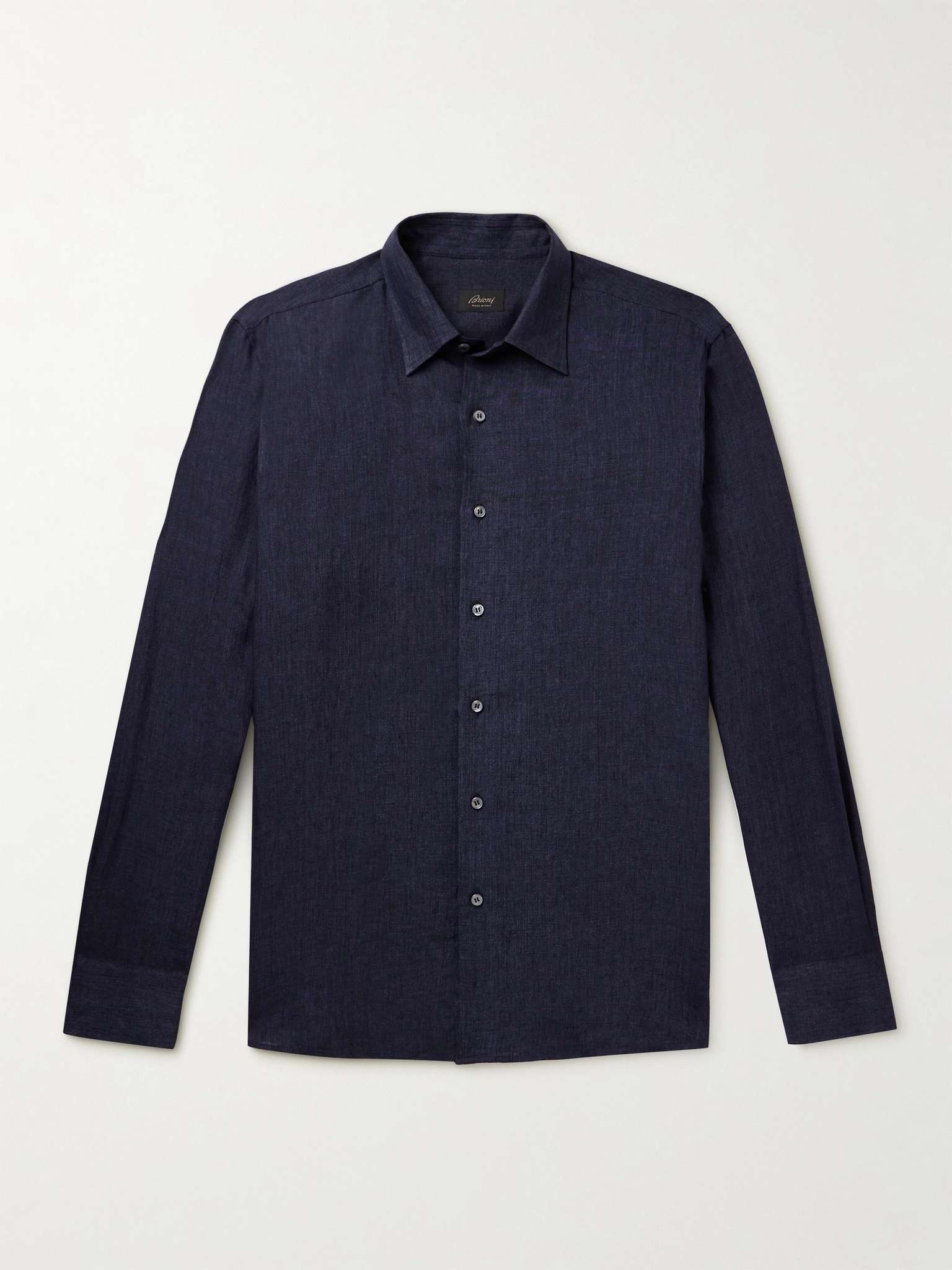 Button-Down Collar Linen Shirt - 1