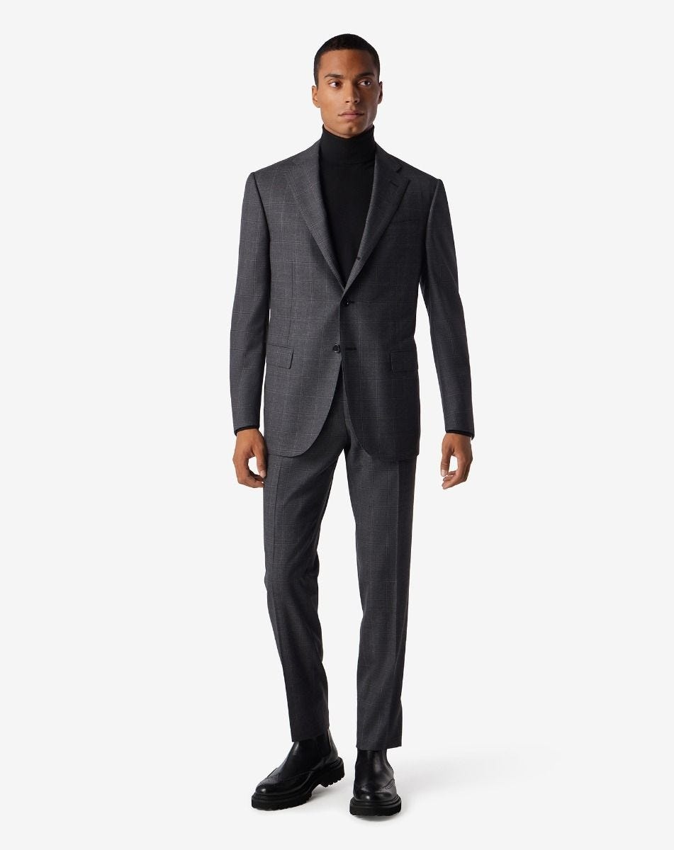 Grey overcheck S130's wool suit - 2