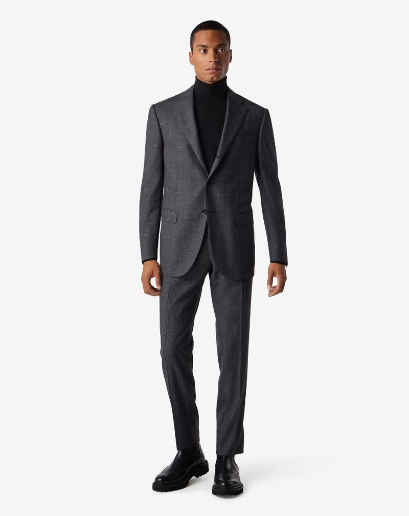 CORNELIANI Grey overcheck S130's wool suit outlook